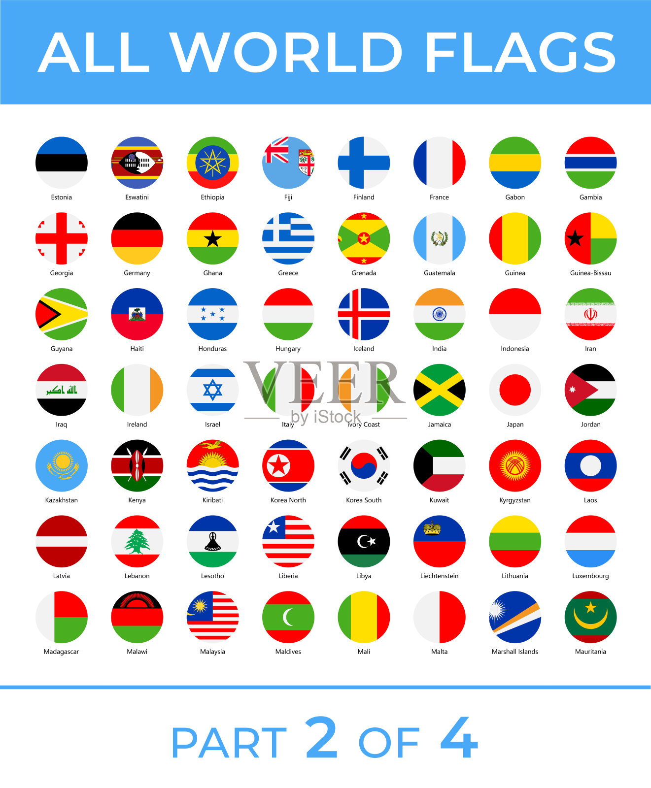 世界旗帜-矢量圆形平面图标-第2部分4插画图片素材