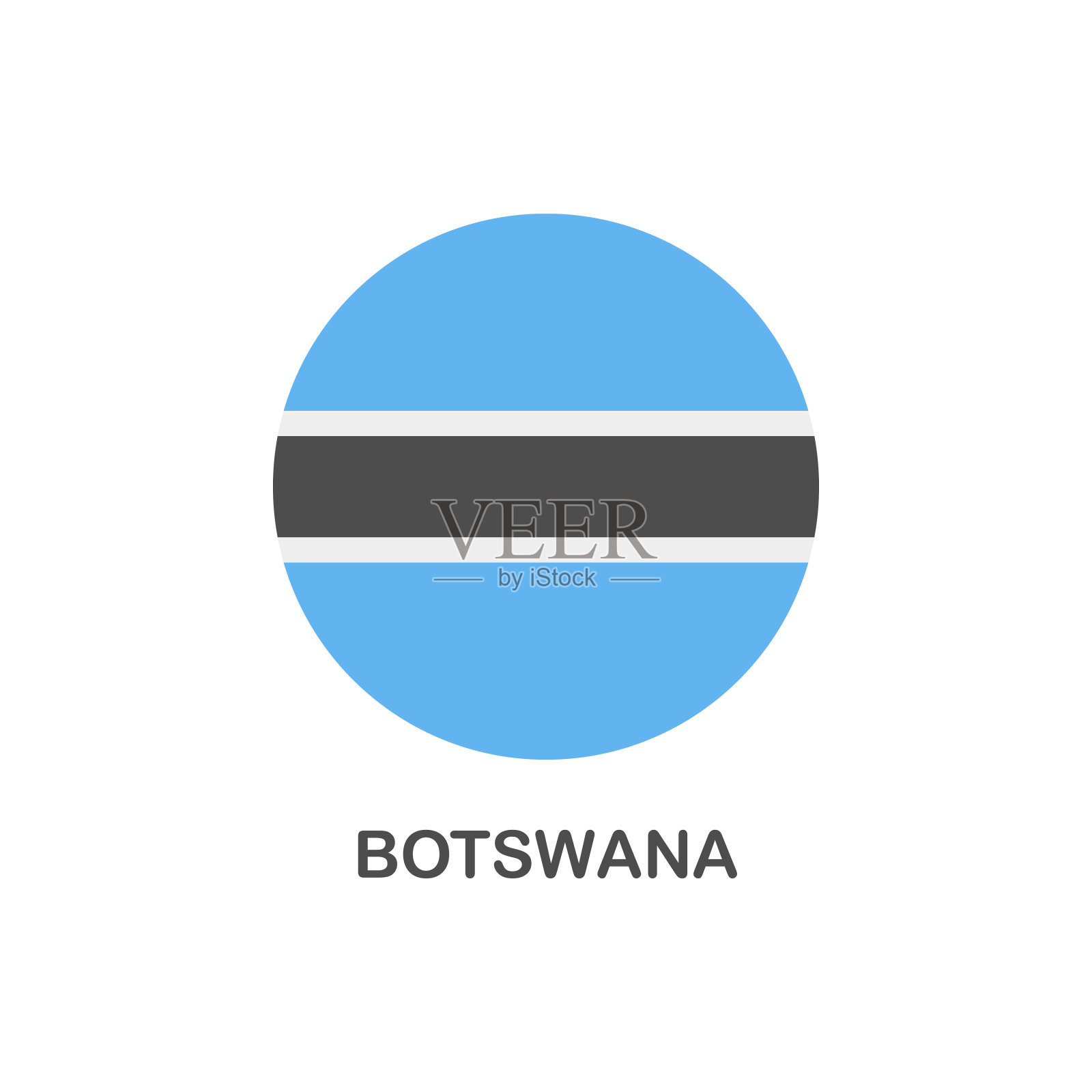 简单的旗帜博茨瓦纳-矢量圆平面图标插画图片素材