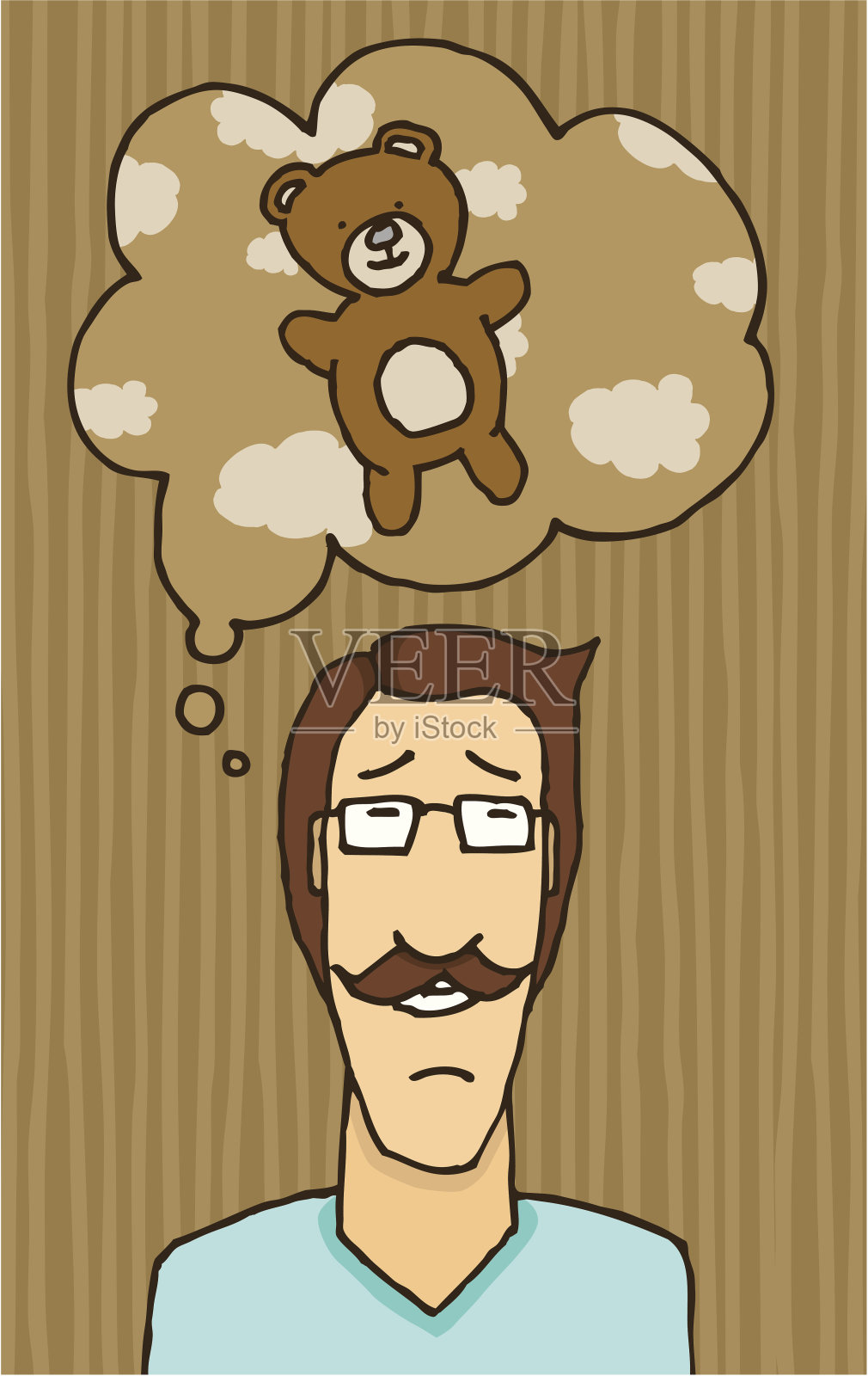 一个忧郁的人想起了他的泰迪熊设计元素图片