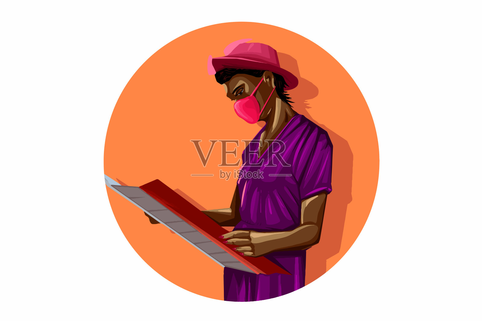 负责任的旅行带着防护口罩插画图片素材