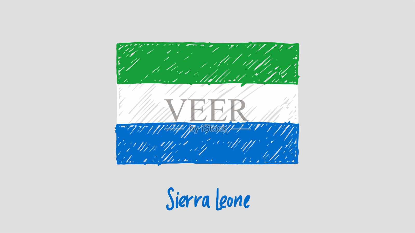 塞拉利昂国旗标记或铅笔素描插图矢量插画图片素材