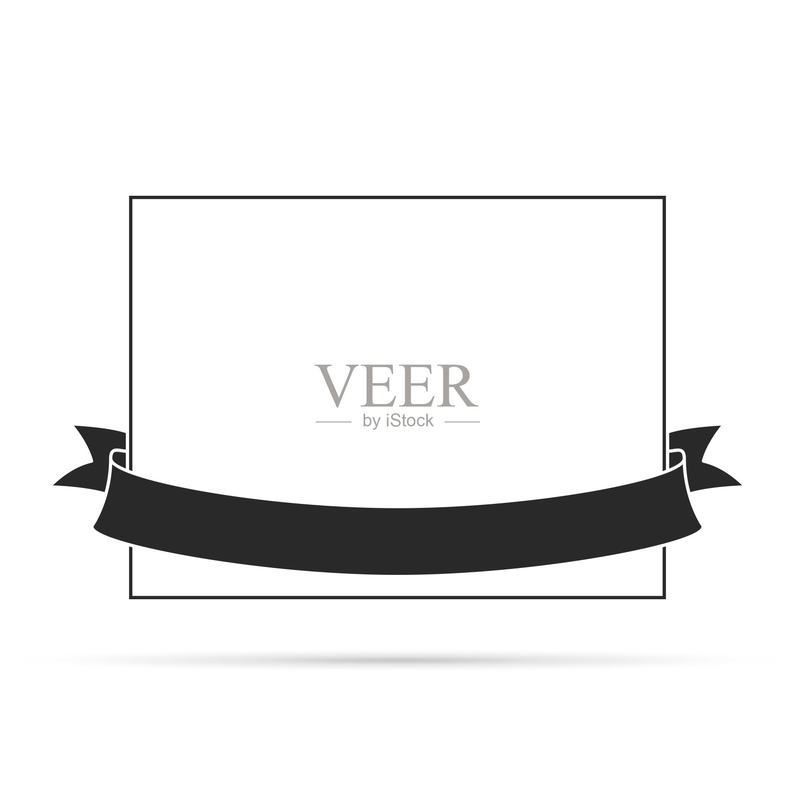 黑白标签上的黑丝带。设计元素插画图片素材