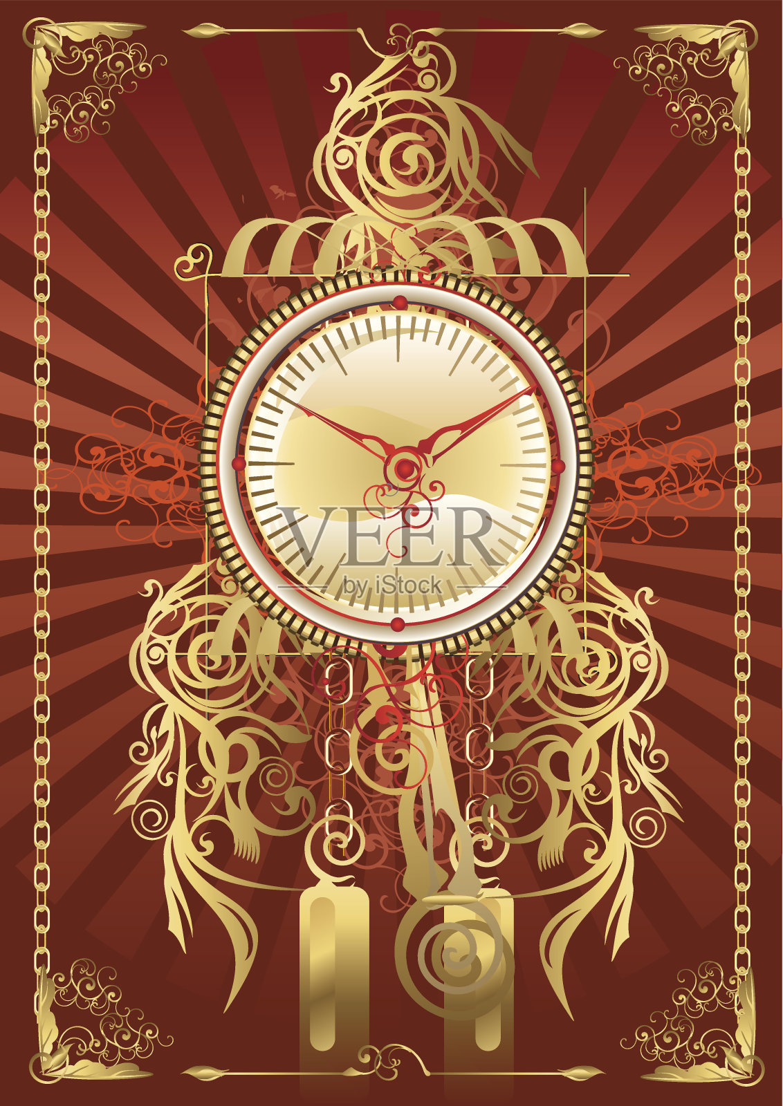 复古的时钟插画图片素材