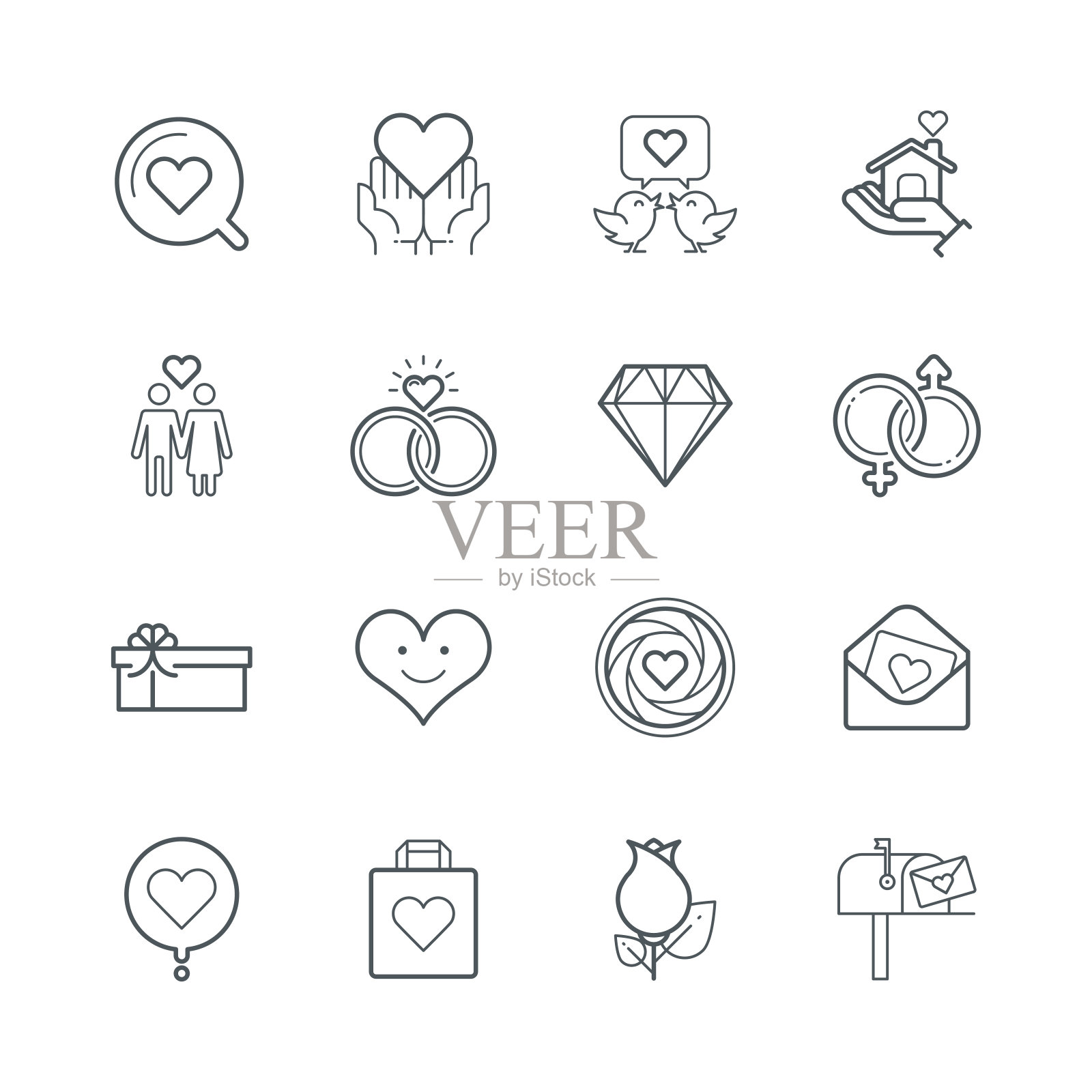 爱与情人节线性图标图标素材