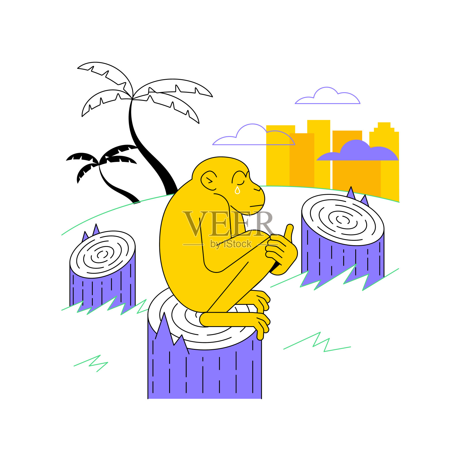 森林砍伐抽象概念向量插图。插画图片素材