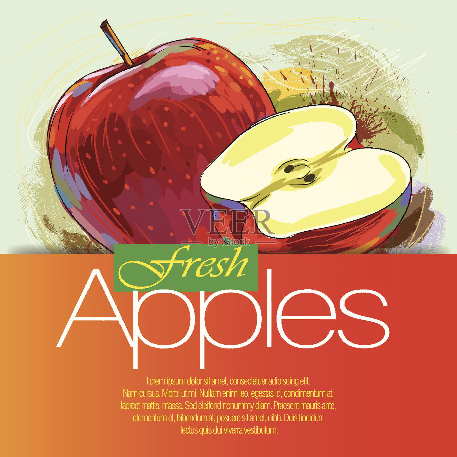 新鲜的苹果插画图片素材