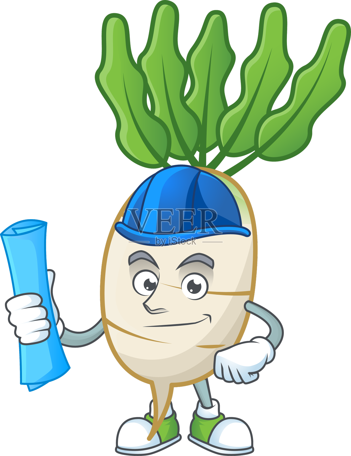 欢快的建筑师白萝卜卡通人物设计元素图片