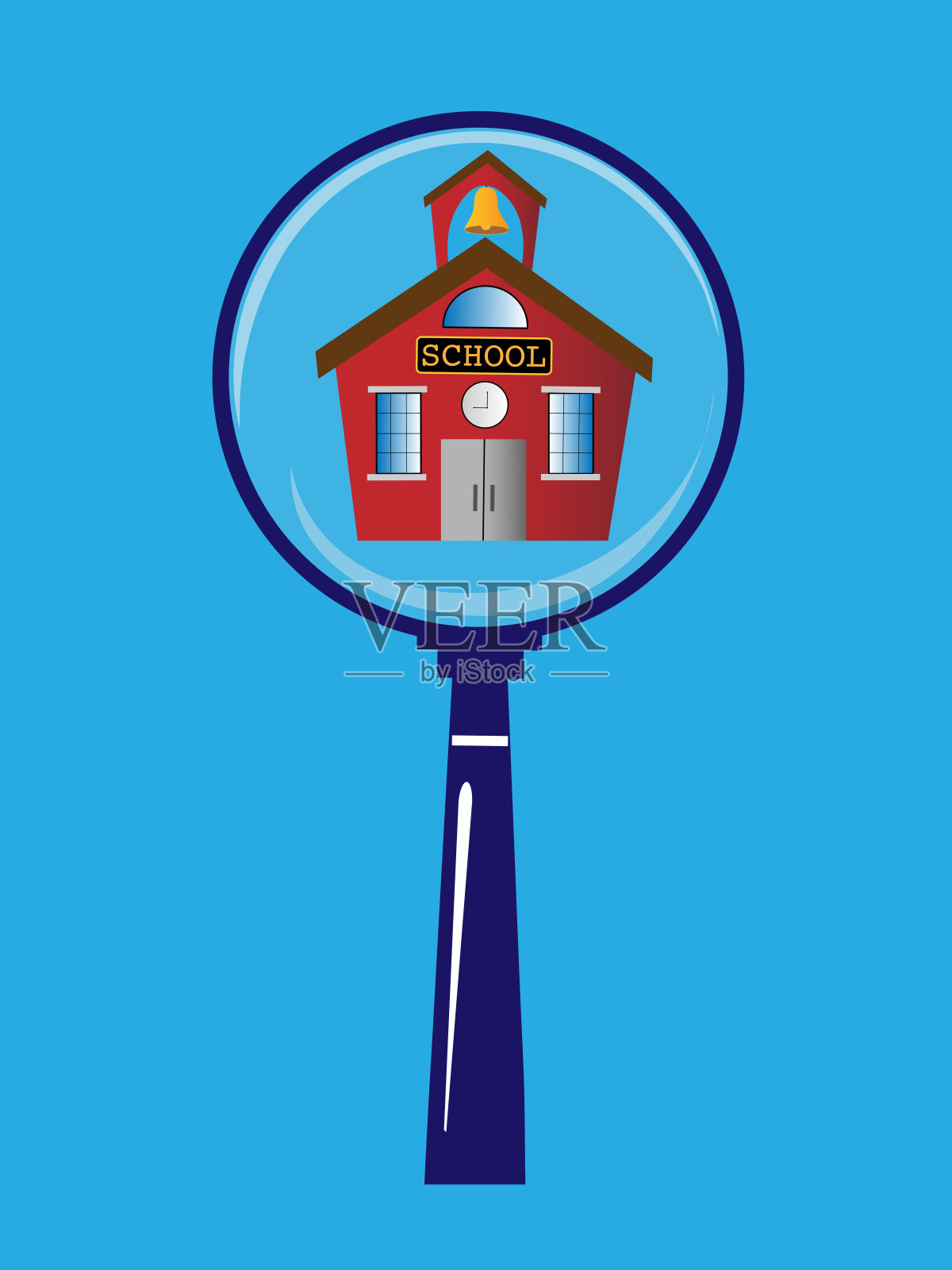 学校在放大镜下插画图片素材