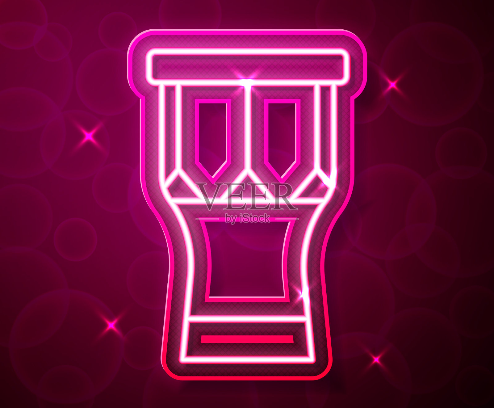 发光的霓虹灯线非洲打击鼓图标插画图片素材