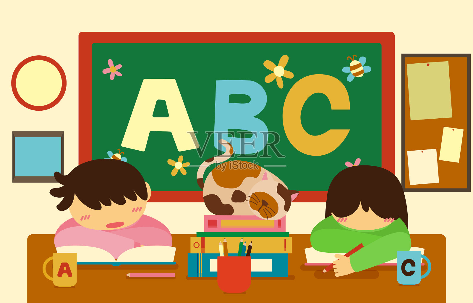 大孤立的卡通人物可爱的孩子插画图片素材