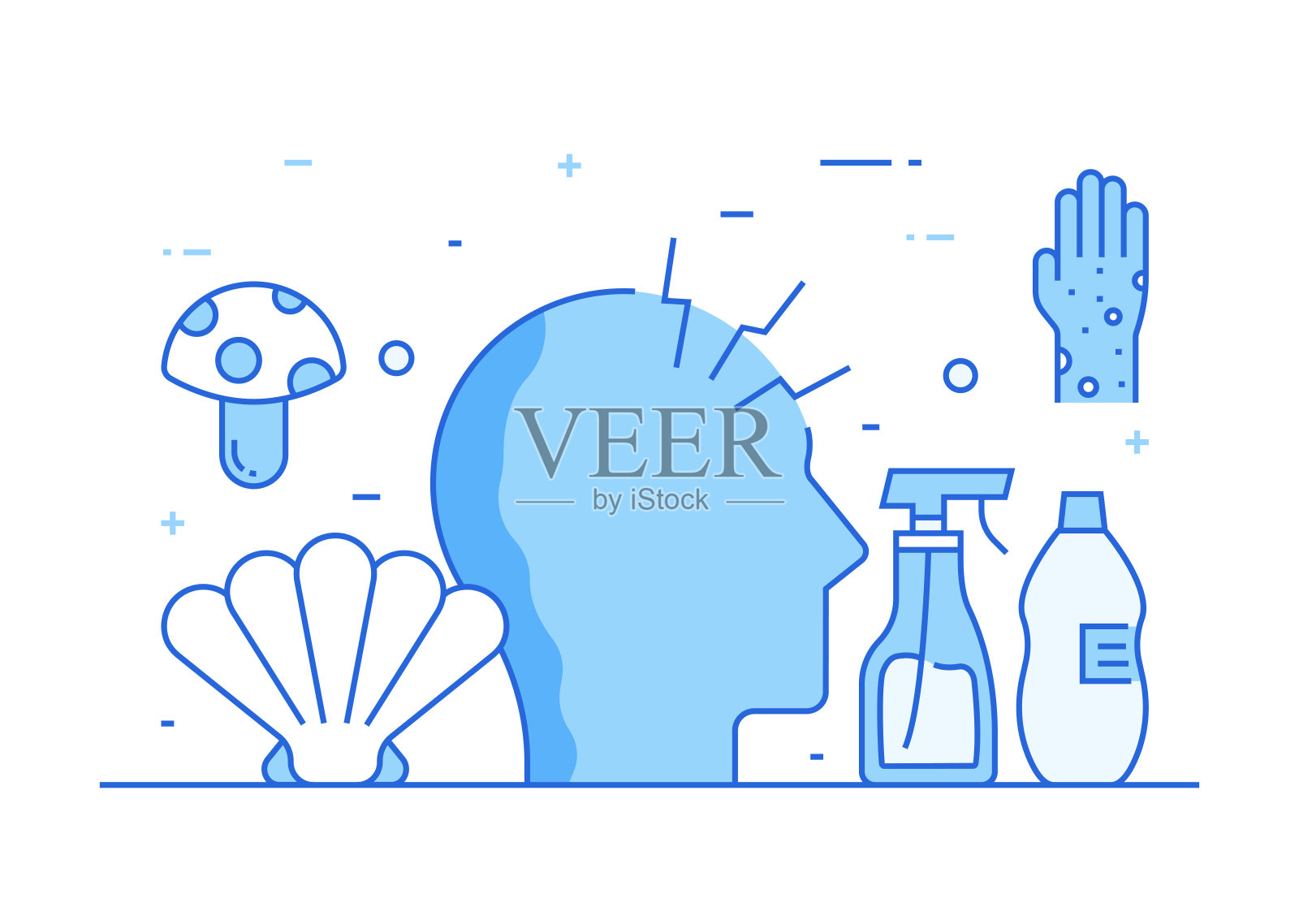 过敏和基本过敏原相关过程信息图模板。过程时间图。工作流布局与线性图标插画图片素材