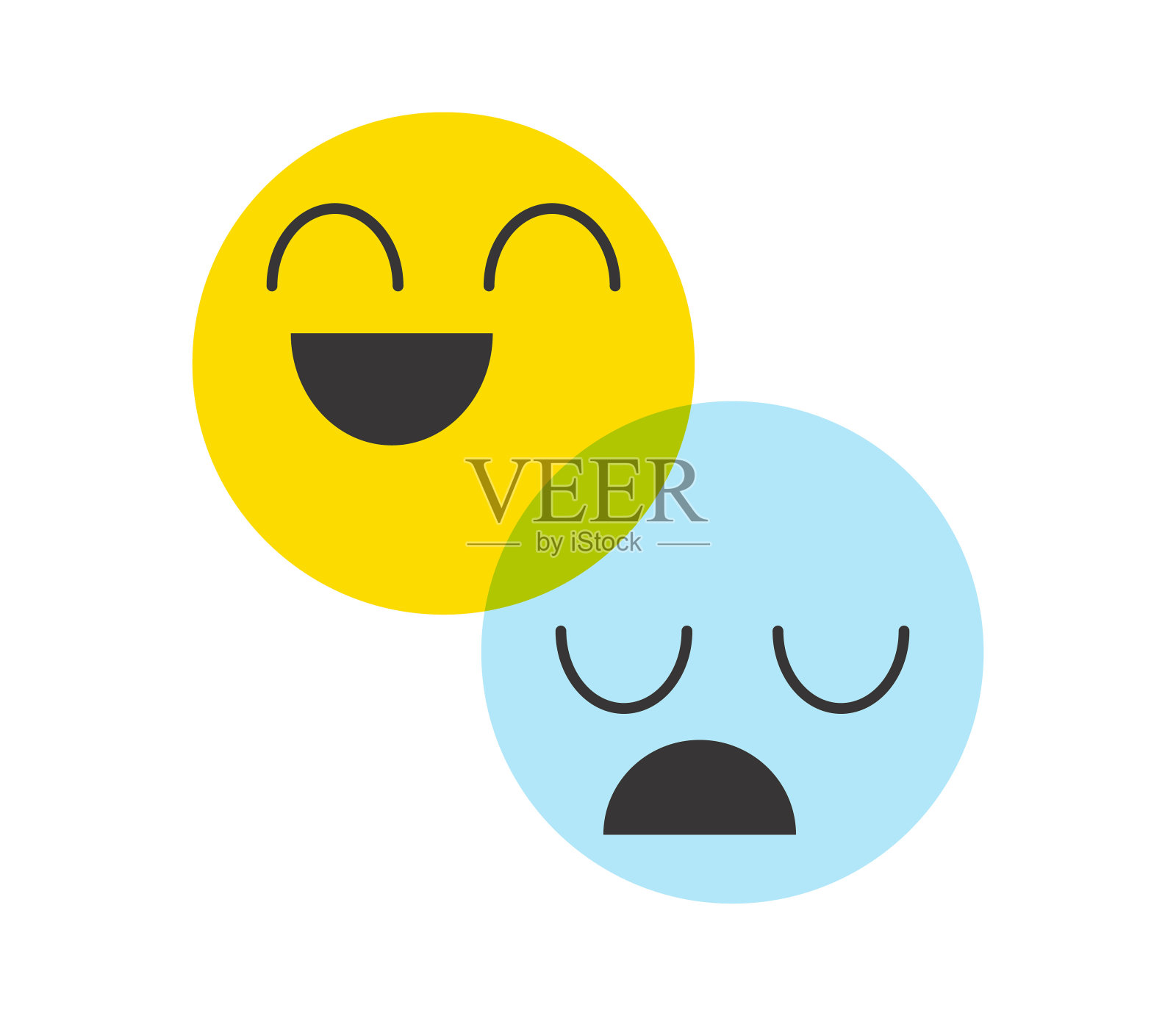 用表情符号表达快乐和悲伤有利于心理健康插画图片素材