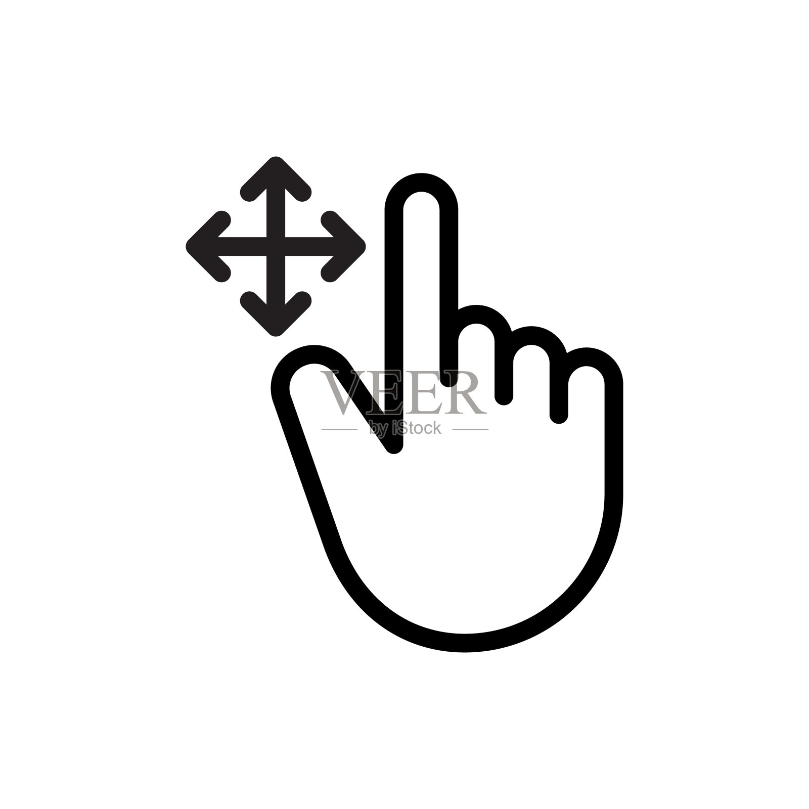 手指触摸屏幕不同方向的手势,矢量。插画图片素材