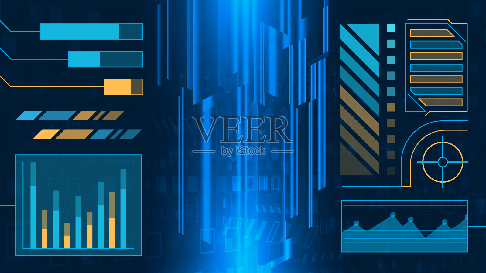 驾驶舱头盔科幻HUD VR设计。插画图片素材