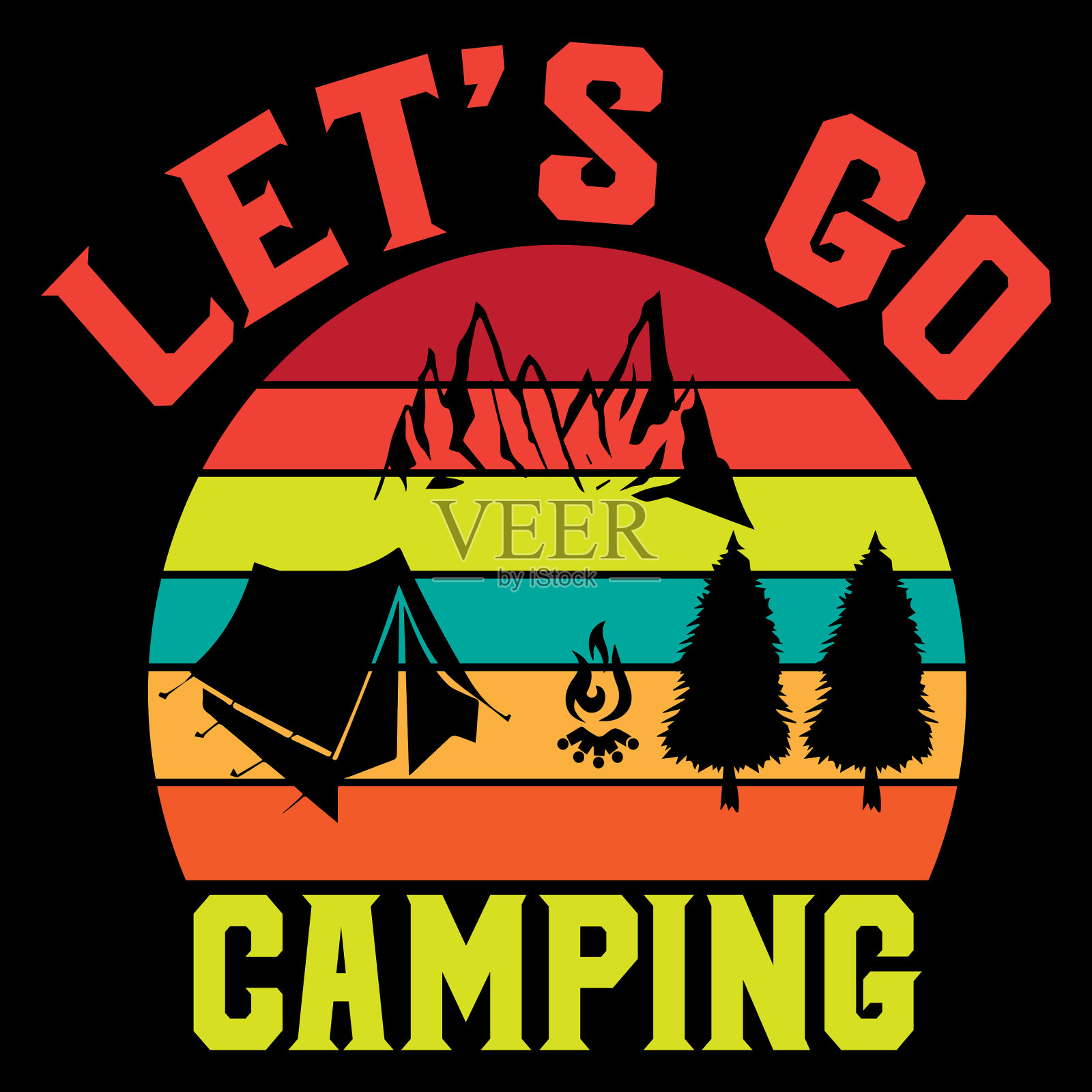 野营t恤插画图片素材