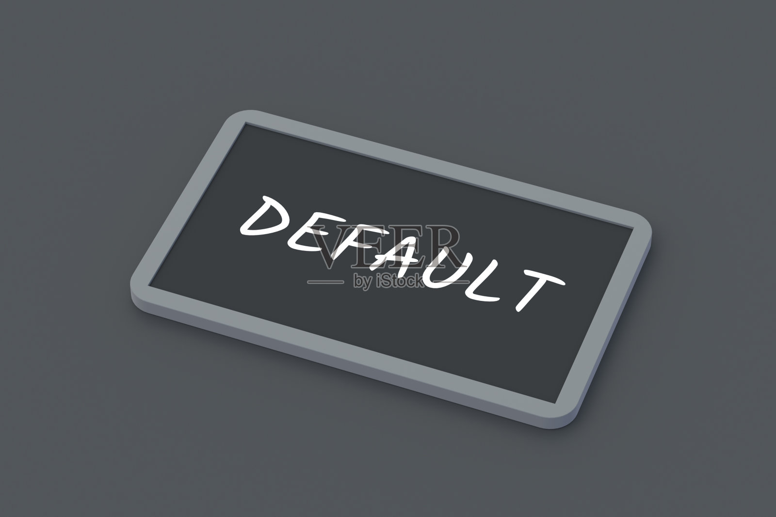 黑板上的铭文默认。金融危机。债务违约。银行部门破产。经济问题。通货膨胀,货币贬值。三维渲染照片摄影图片