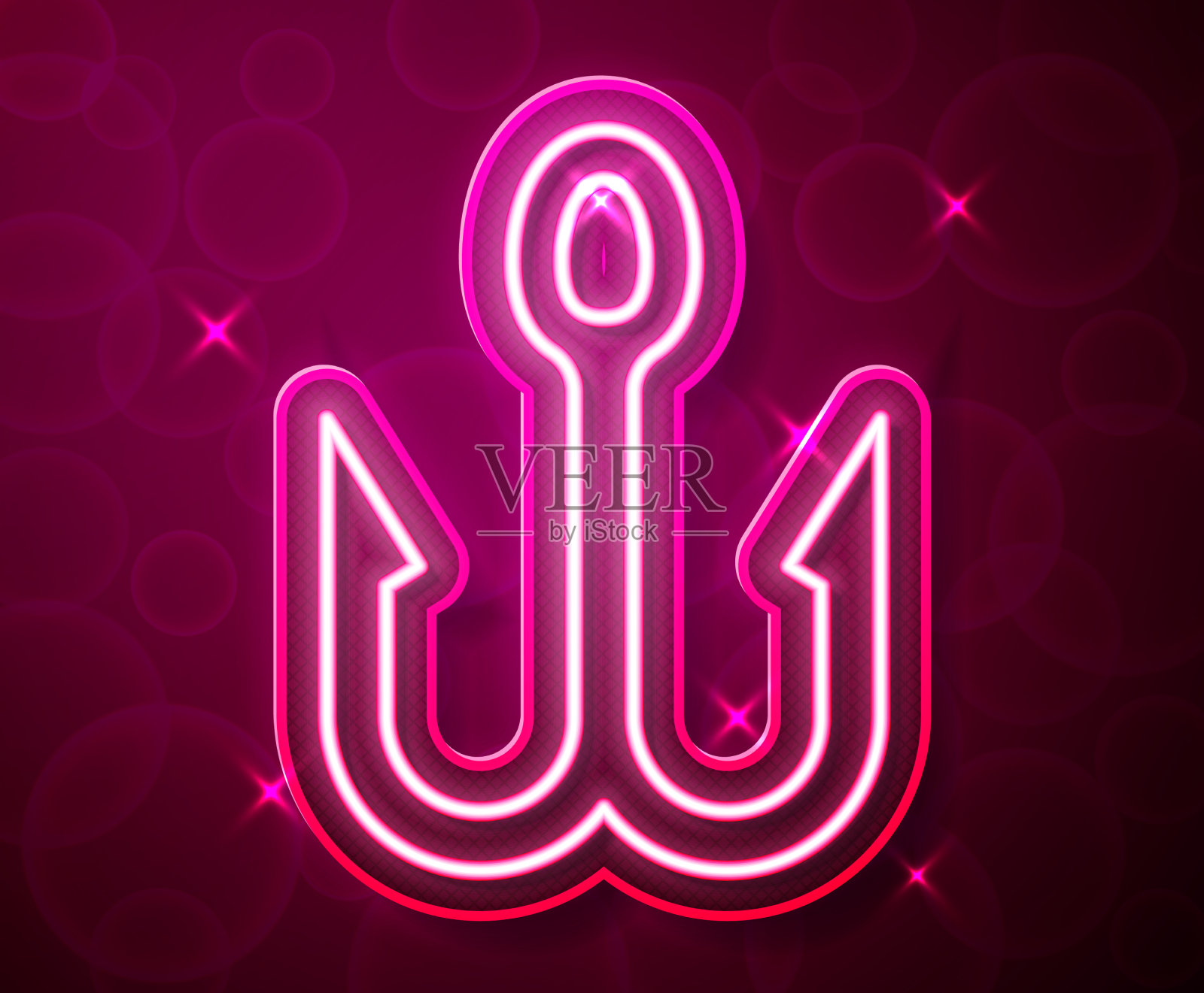 发光的霓虹灯线钓钩图标孤立上插画图片素材