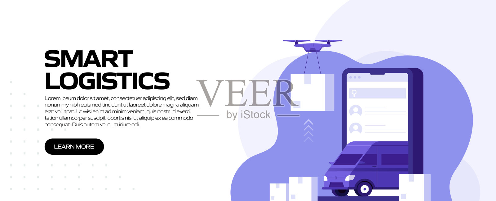 智能物流概念矢量插图用于网站横幅,广告和营销材料,在线广告,商业展示等。插画图片素材