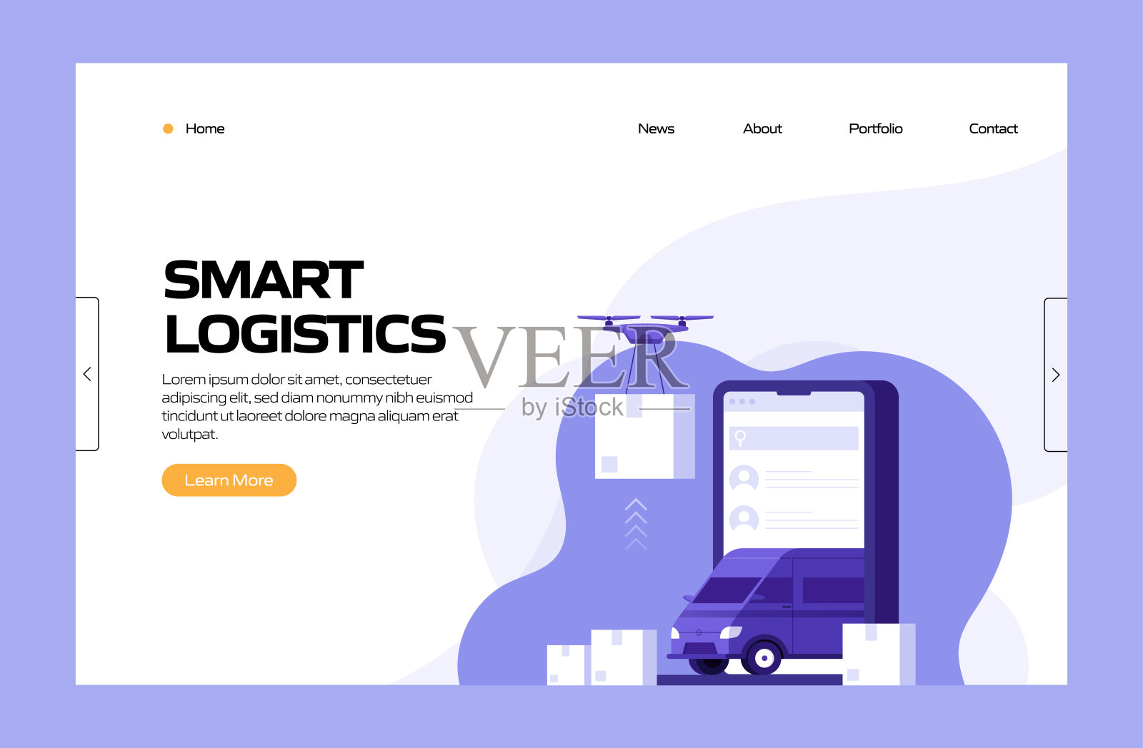 智能物流概念矢量插图用于网站横幅,广告和营销材料,在线广告,商业展示等。插画图片素材