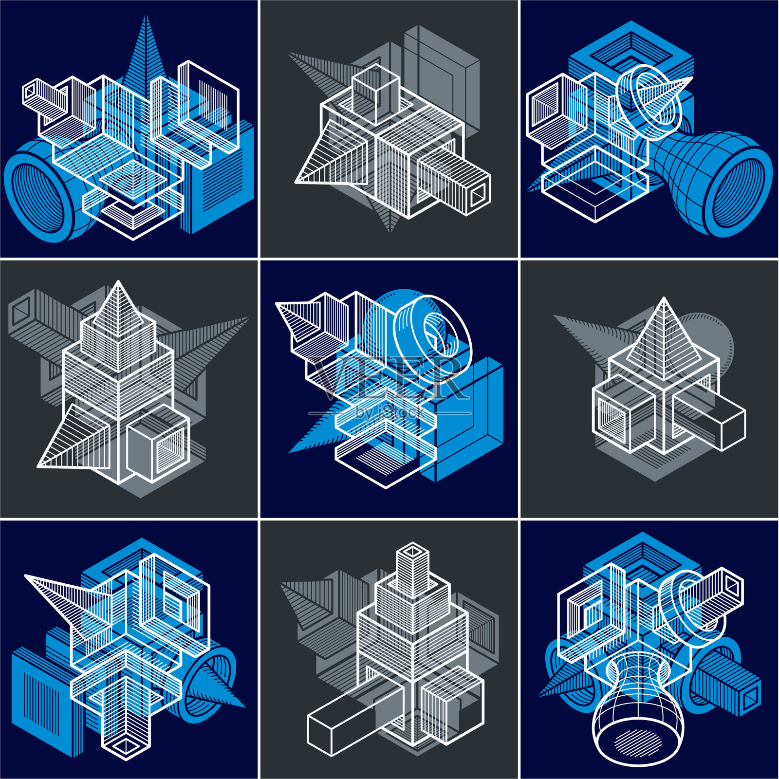 不同工程建筑藏品插画图片素材