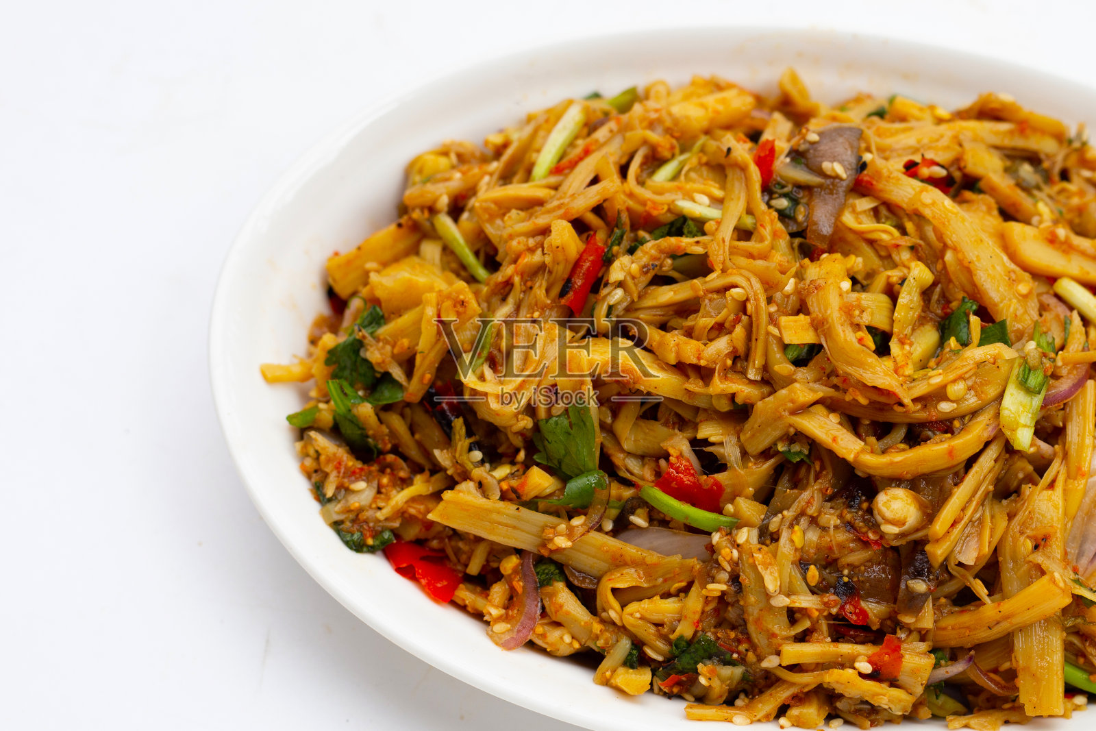 辣笋沙拉。泰国菜照片摄影图片