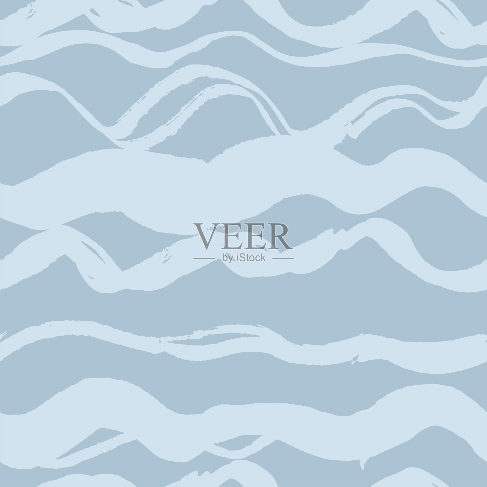 无缝图案与手绘波浪插画图片素材