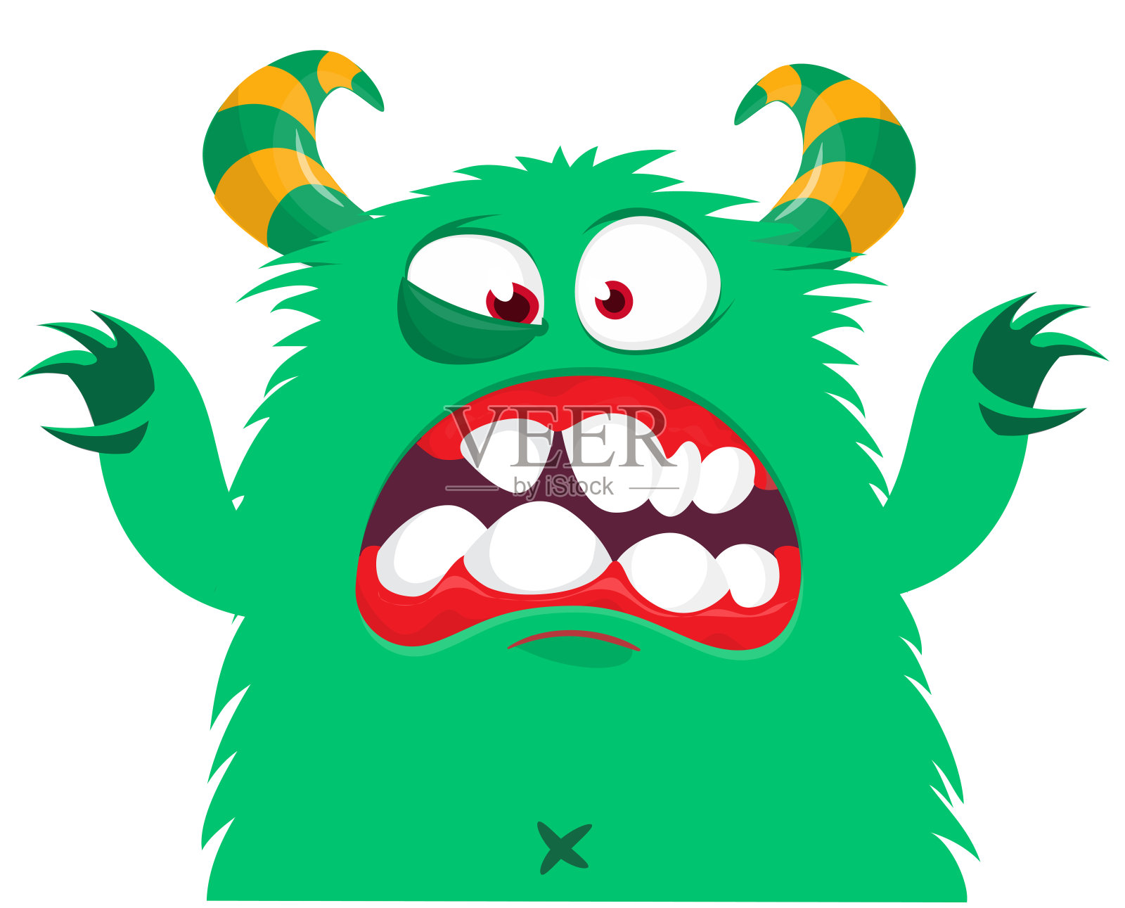 有趣的卡通怪物角色。可爱和快乐的生物或外星人的插图。万圣节矢量设计隔离插画图片素材