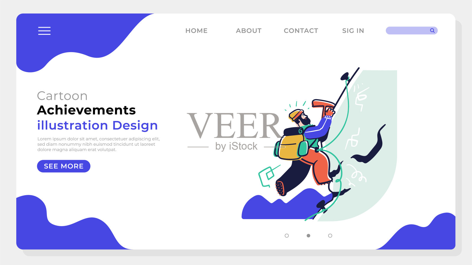 卡通插画成就设计和学习页面卡通绘图插画图片素材