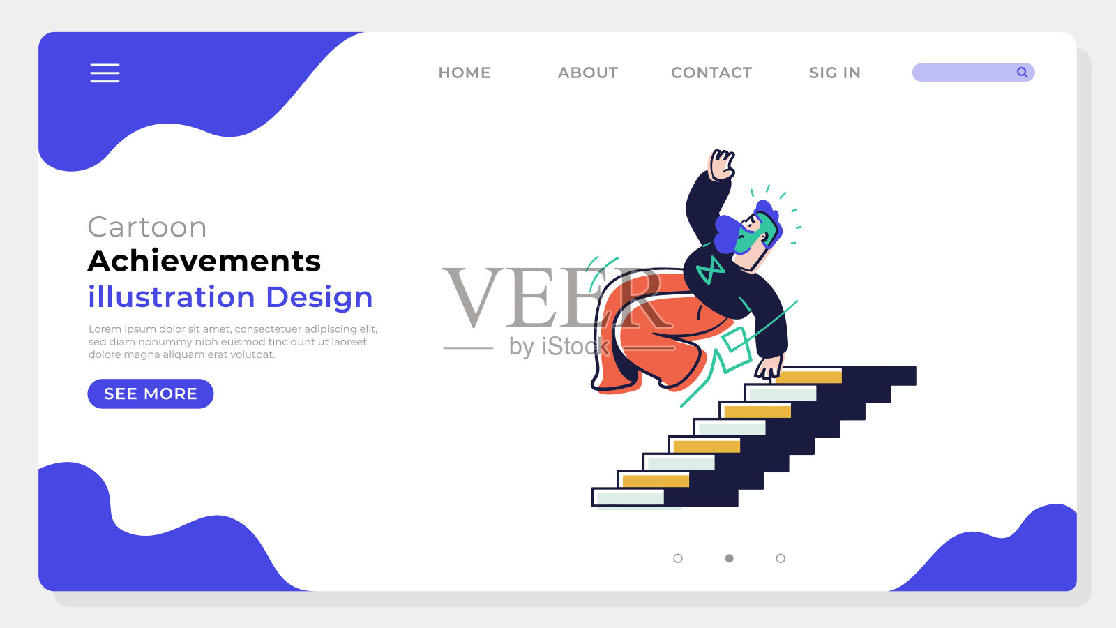 卡通插画成就设计和学习页面卡通绘图插画图片素材