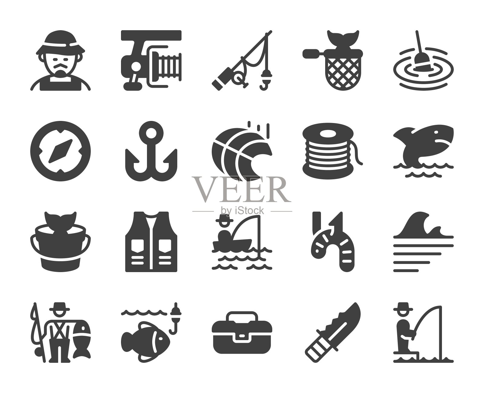 钓鱼——图标插画图片素材