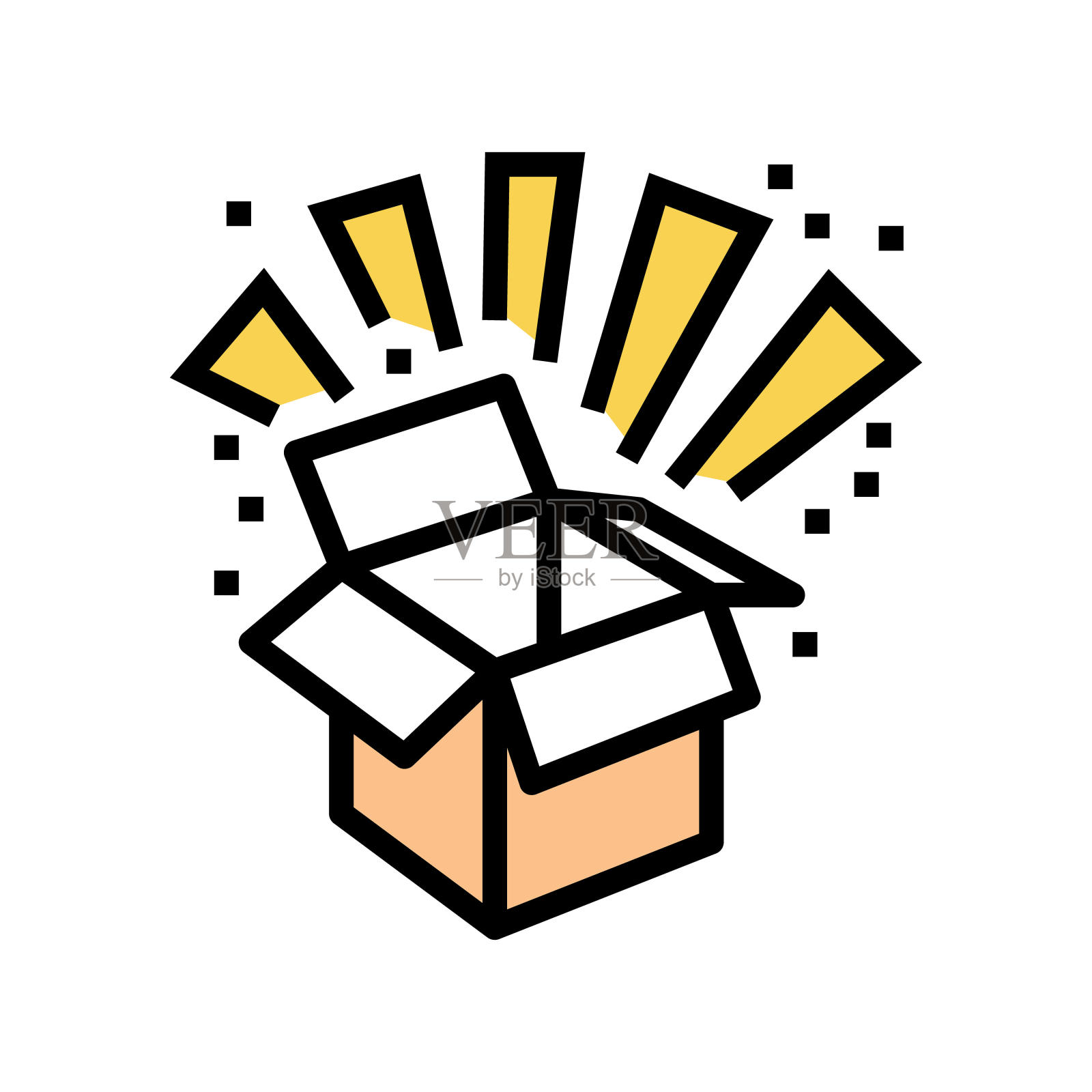 惊喜礼物哇颜色图标矢量插图插画图片素材