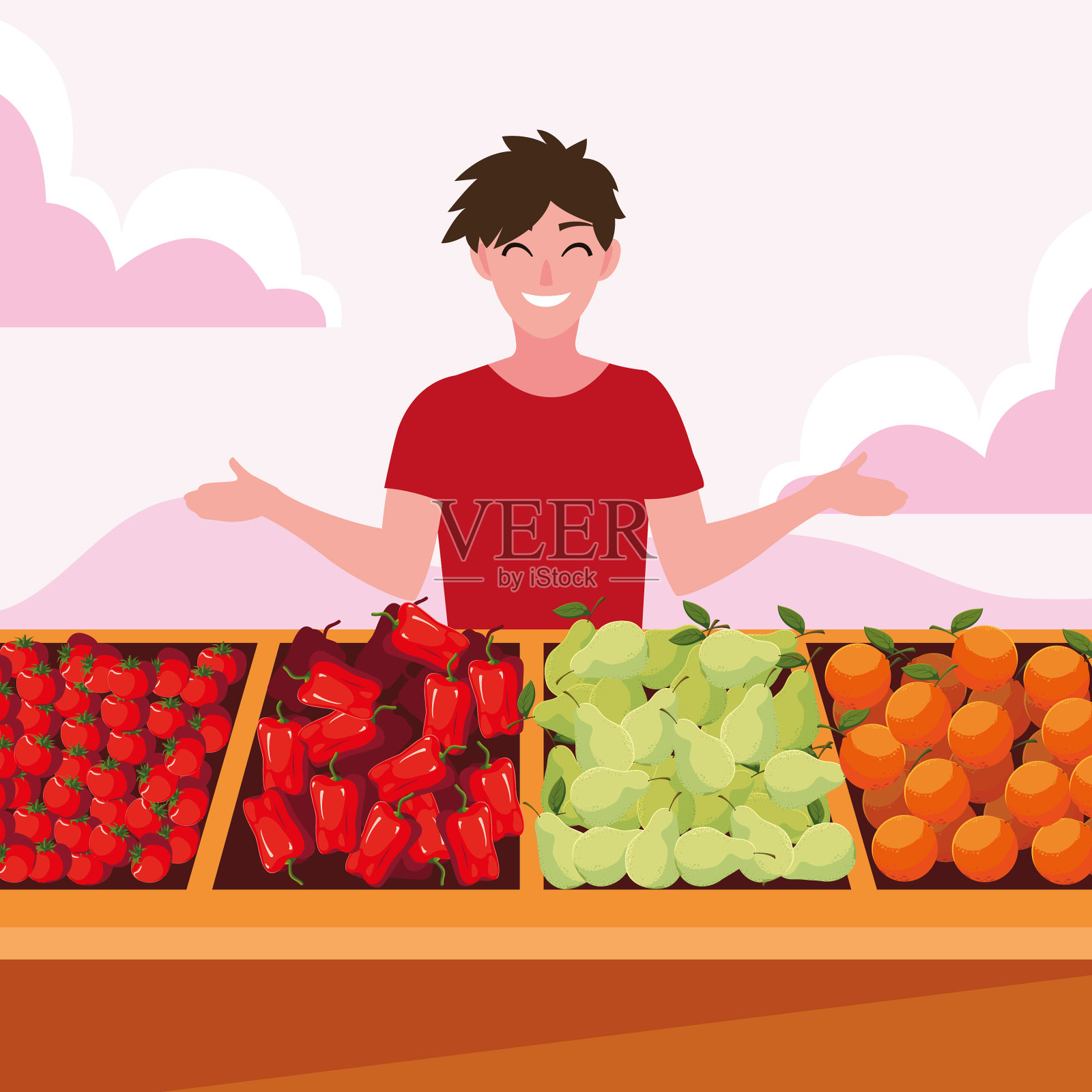 农贸市场的卖主插画图片素材