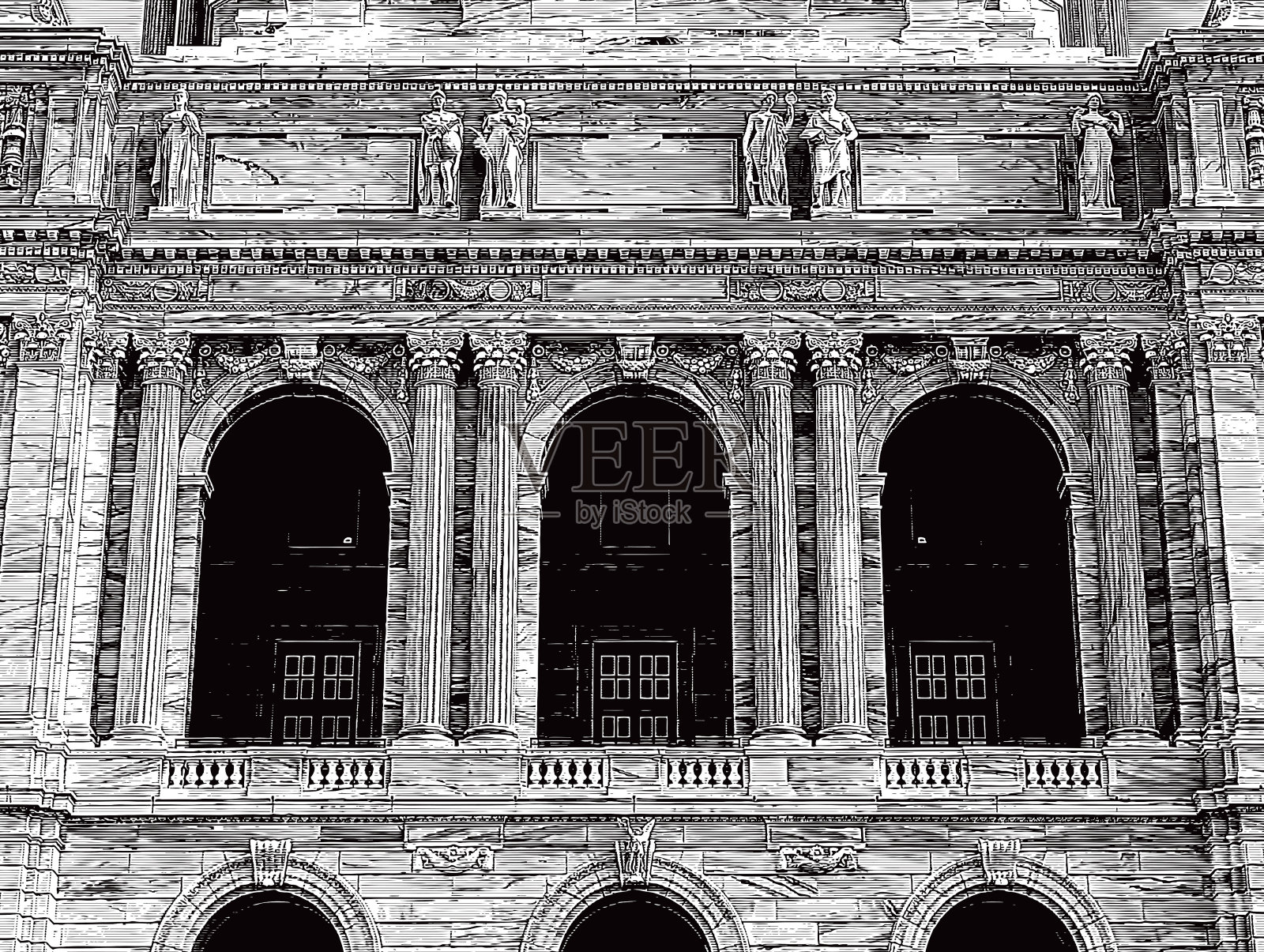 古典建筑,建筑外观插画图片素材