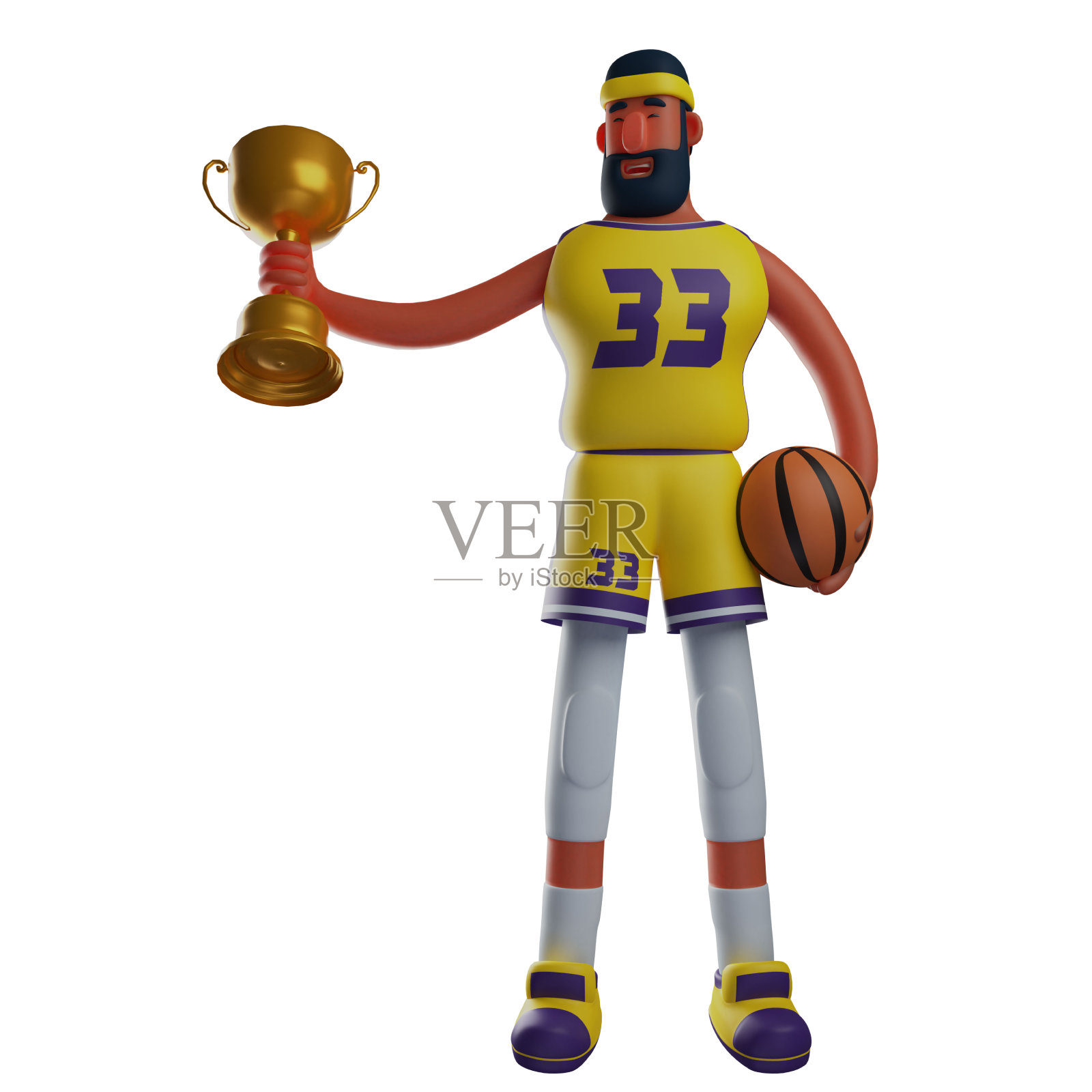 获得金牌的3D篮球运动员卡通插图照片摄影图片