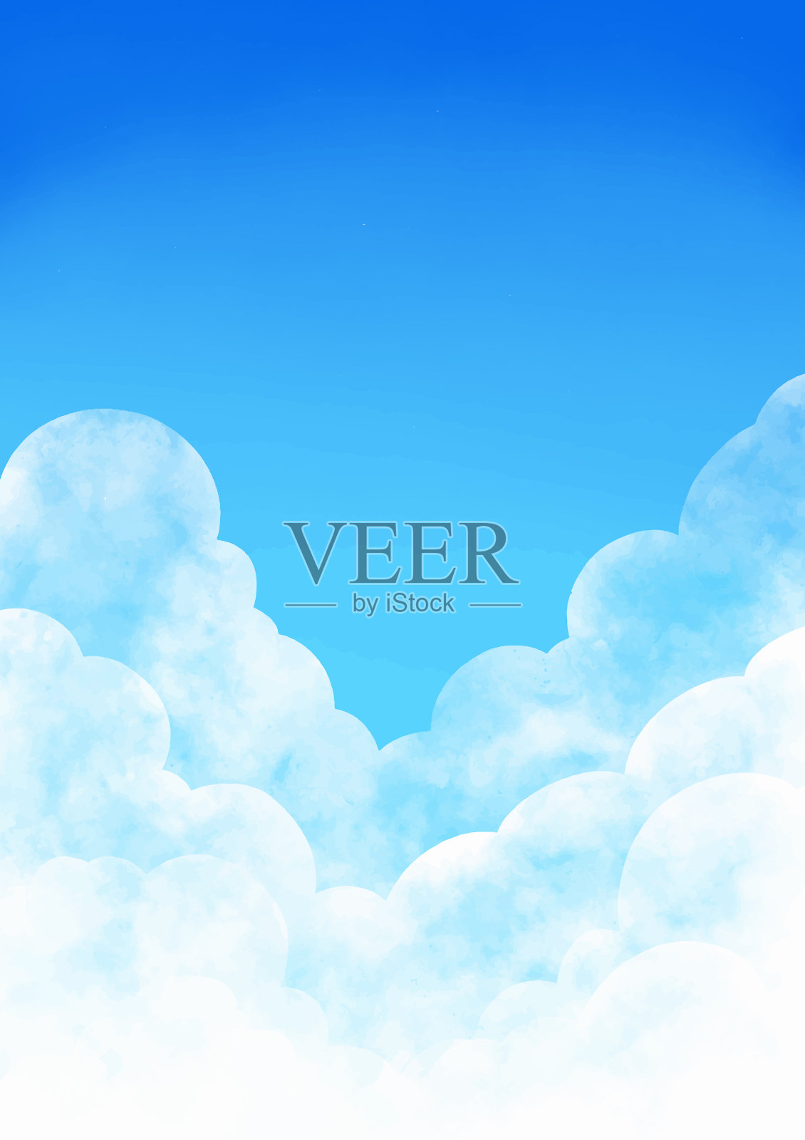 蓬松的云边和蓝色的天空背景插画图片素材