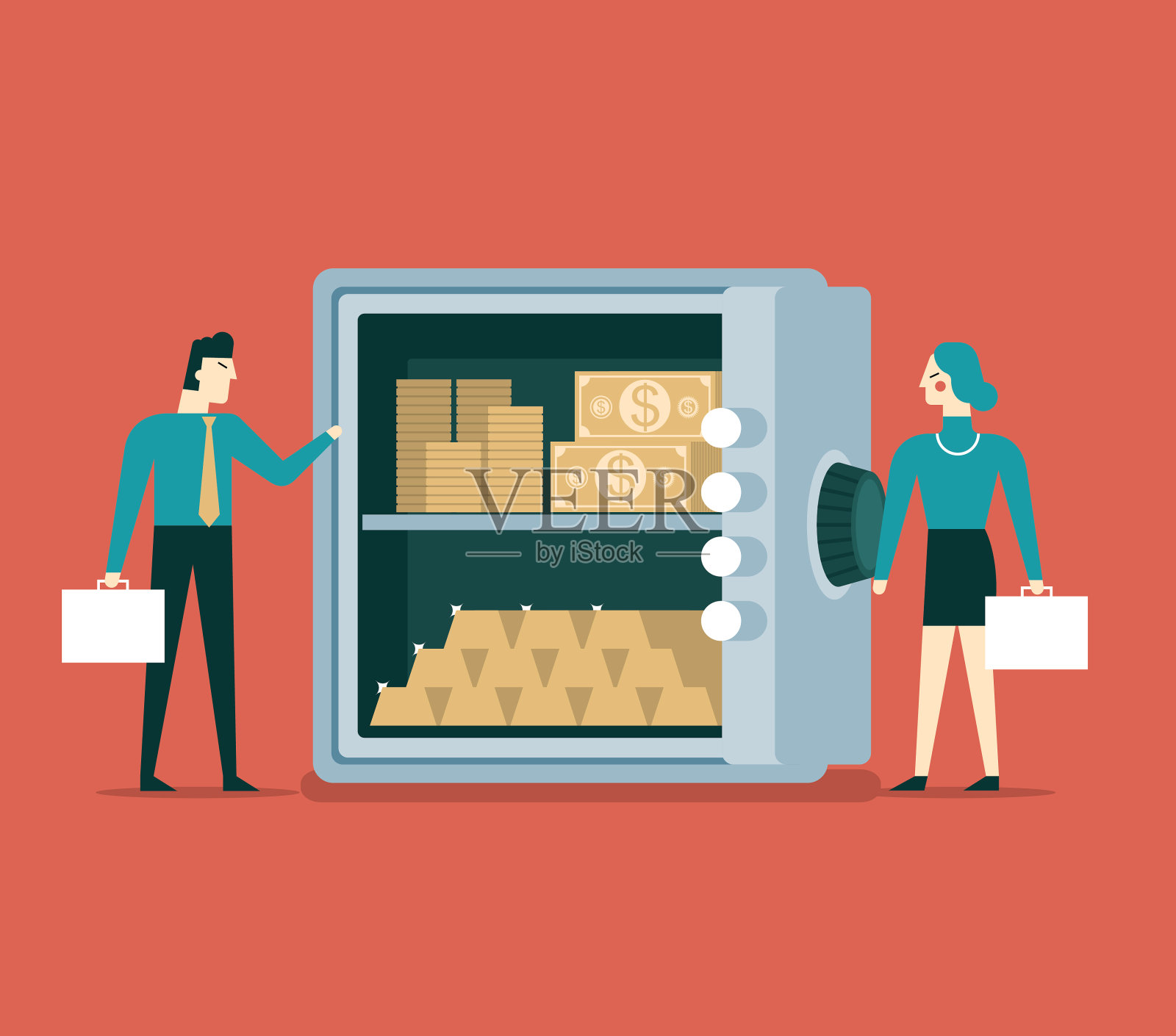 金钱的安全储存-夫妇插画图片素材