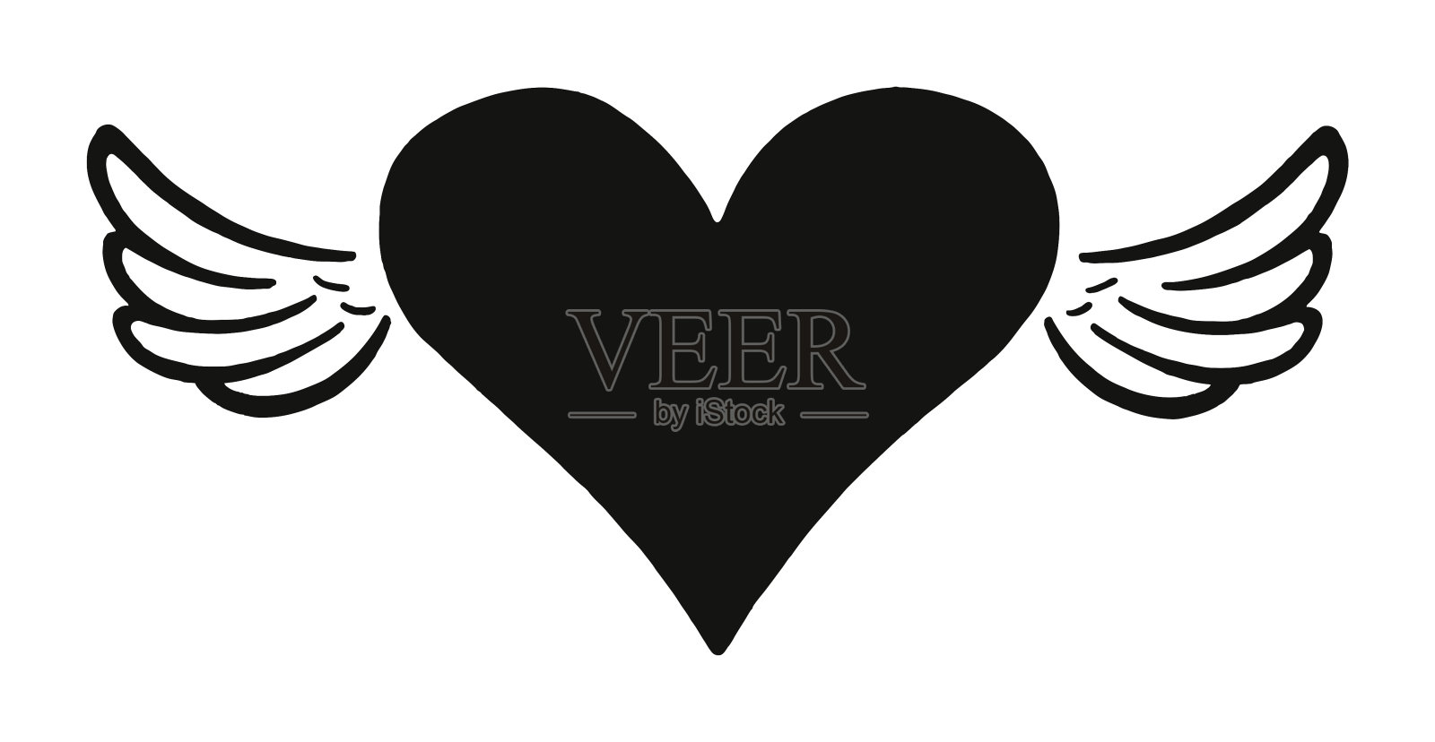 长着翅膀的心插画图片素材