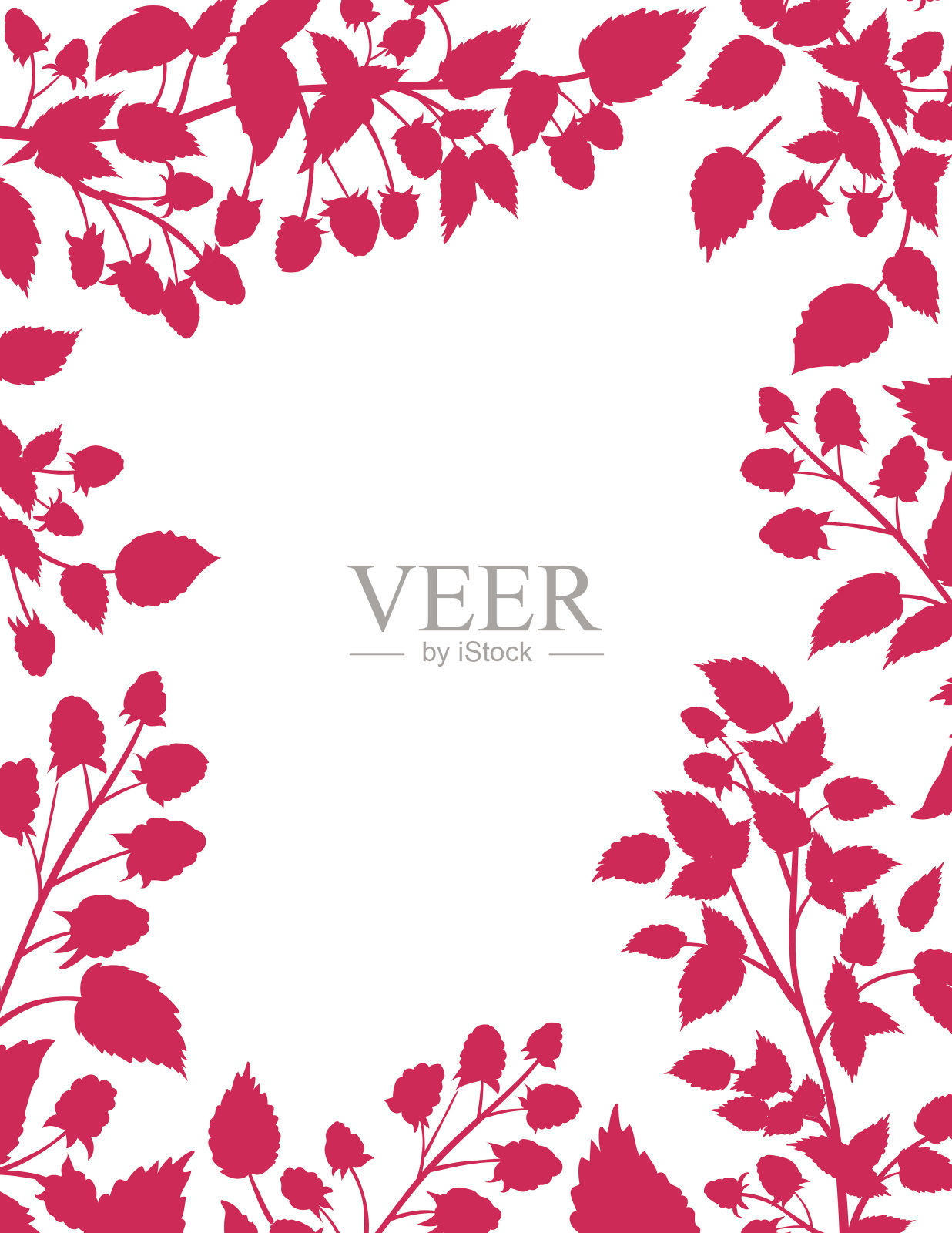 覆盆子分支框架与复制空间插画图片素材