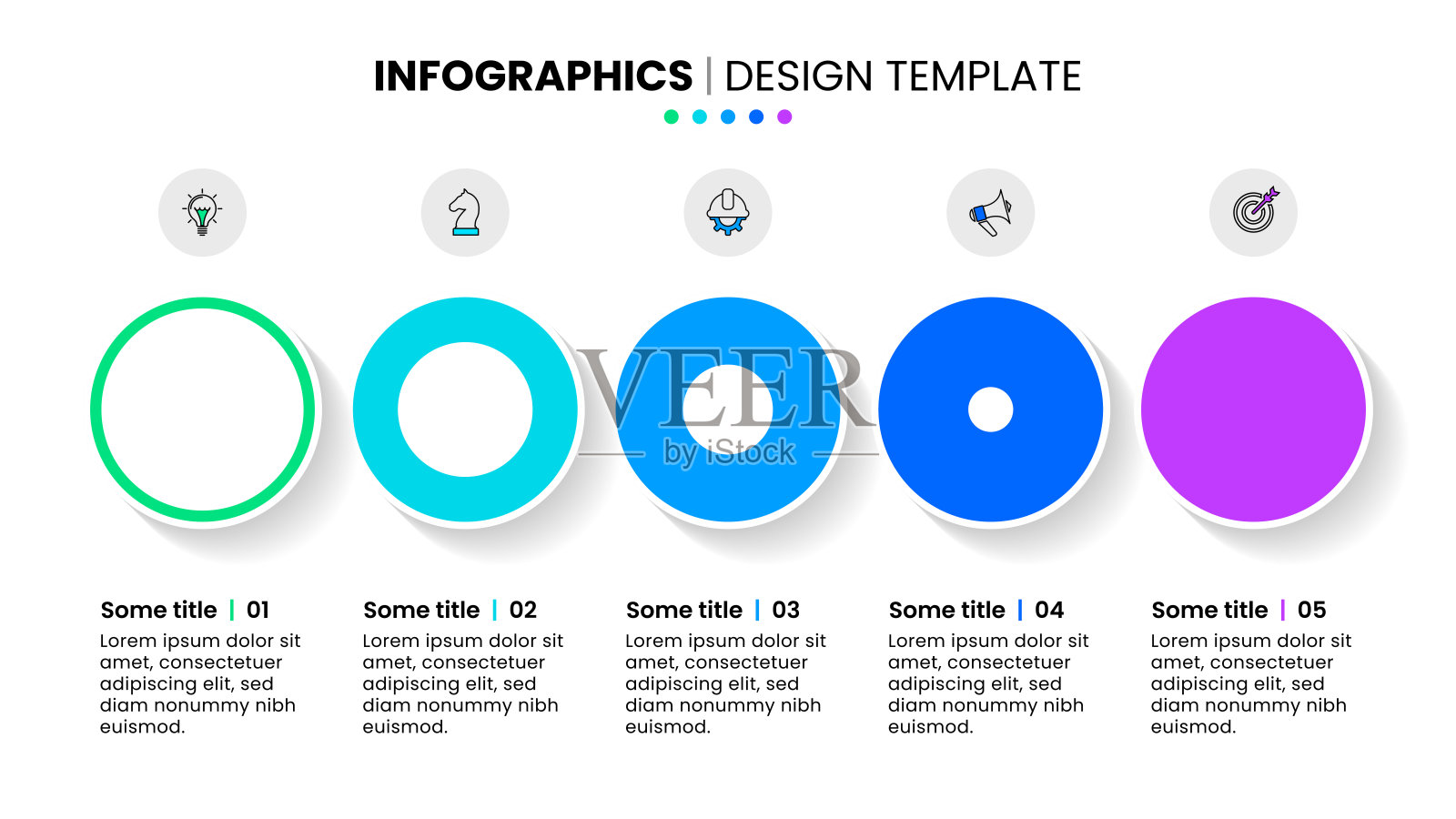 信息图表模板。分5步逐步填圆插画图片素材