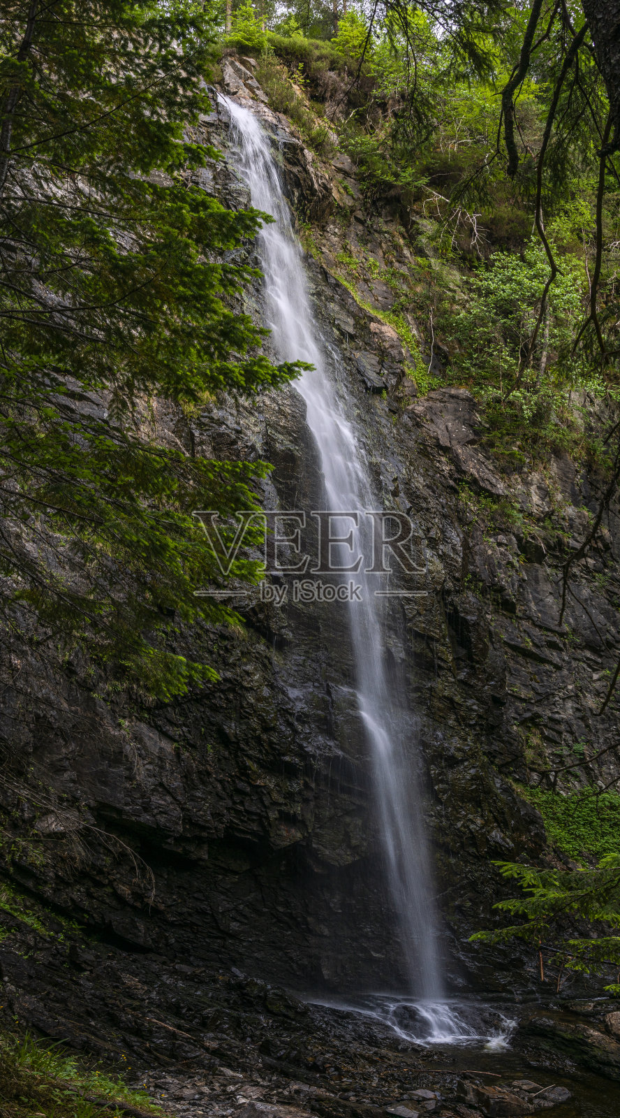 普罗达瀑布的上部,美丽,苏格兰照片摄影图片
