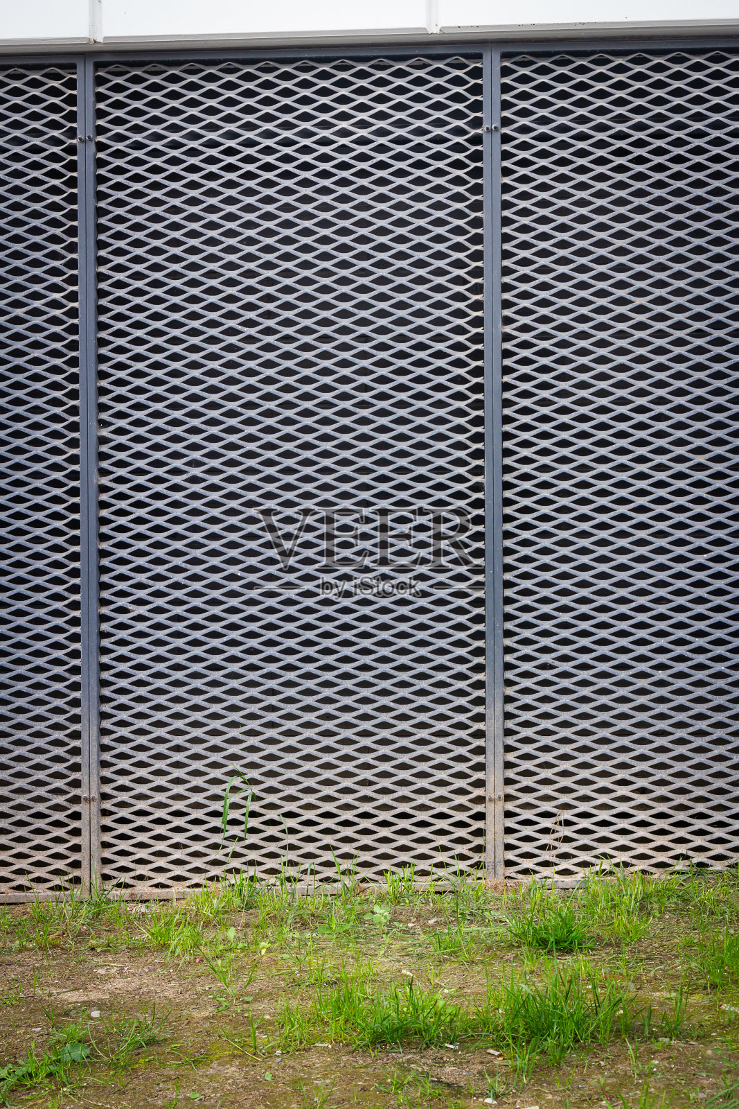 铁栅墙和绿草照片摄影图片