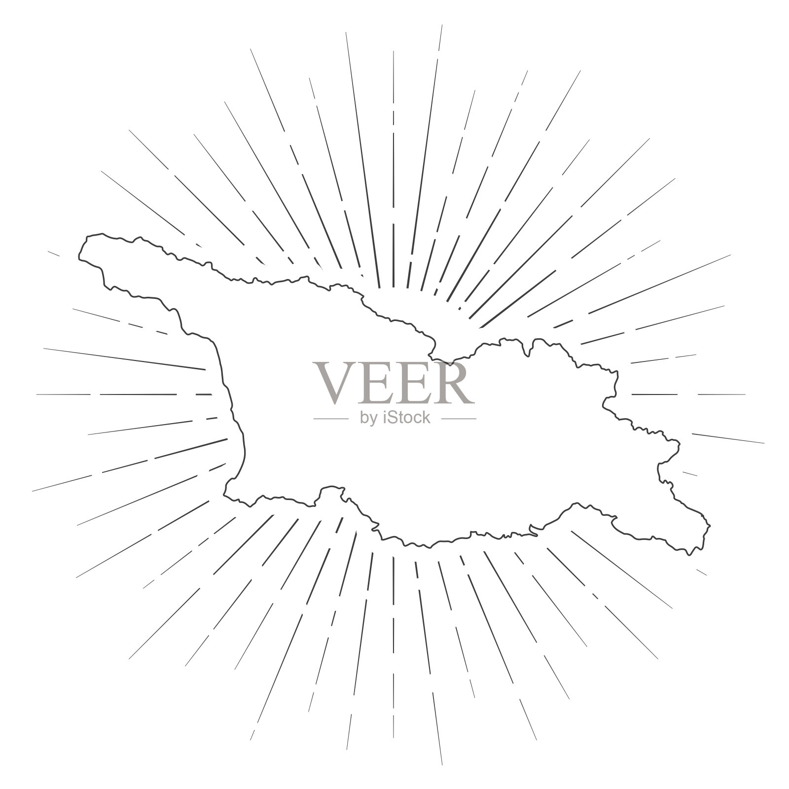 佐治亚州地图与阳光在白色的背景插画图片素材