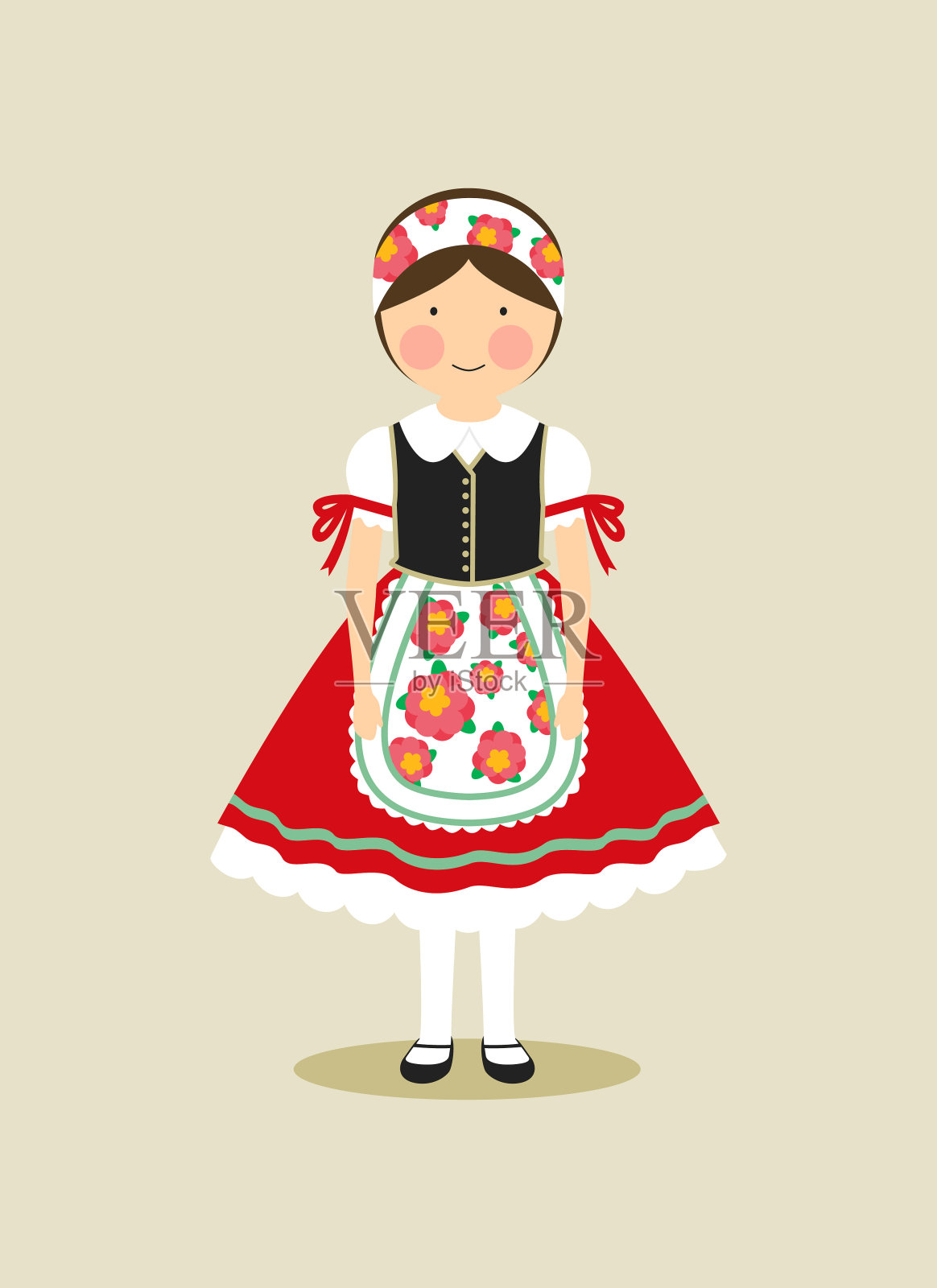 匈牙利妇女的传统服装插画图片素材