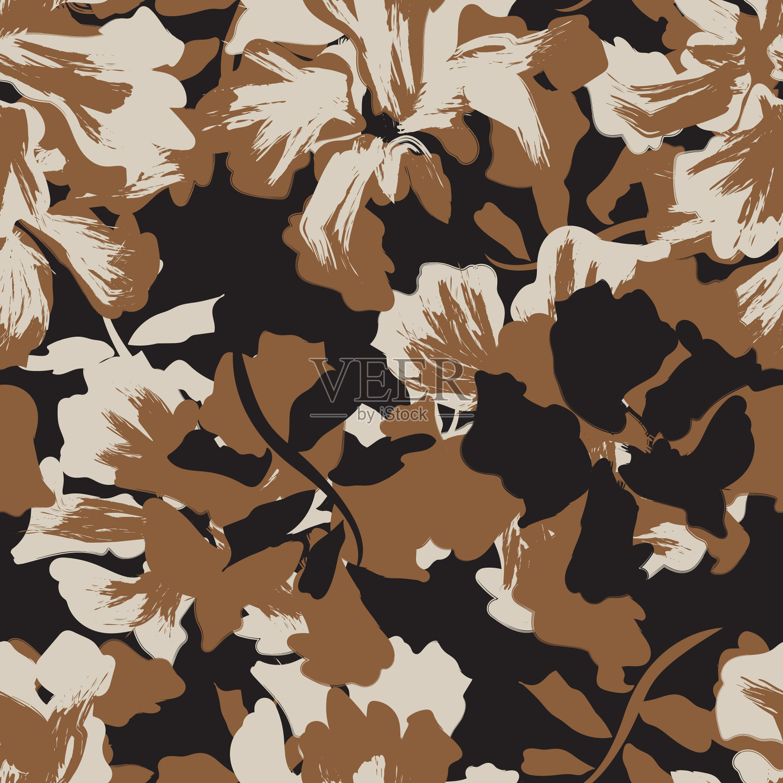 花卉笔触无缝图案背景插画图片素材