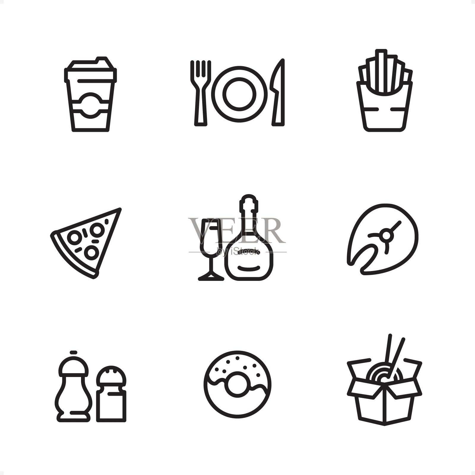 快餐单线条图标图标素材