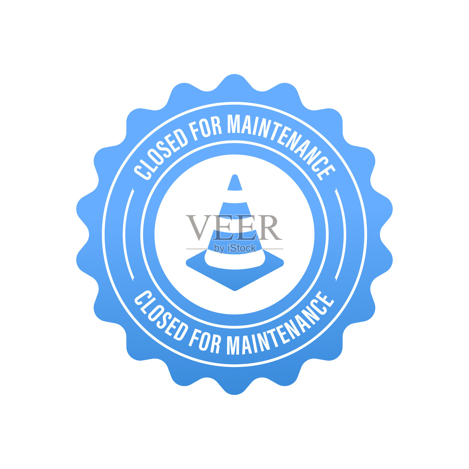 关闭维护矢量邮票隔离在白色背景上。维护。警告标志。矢量图插画图片素材