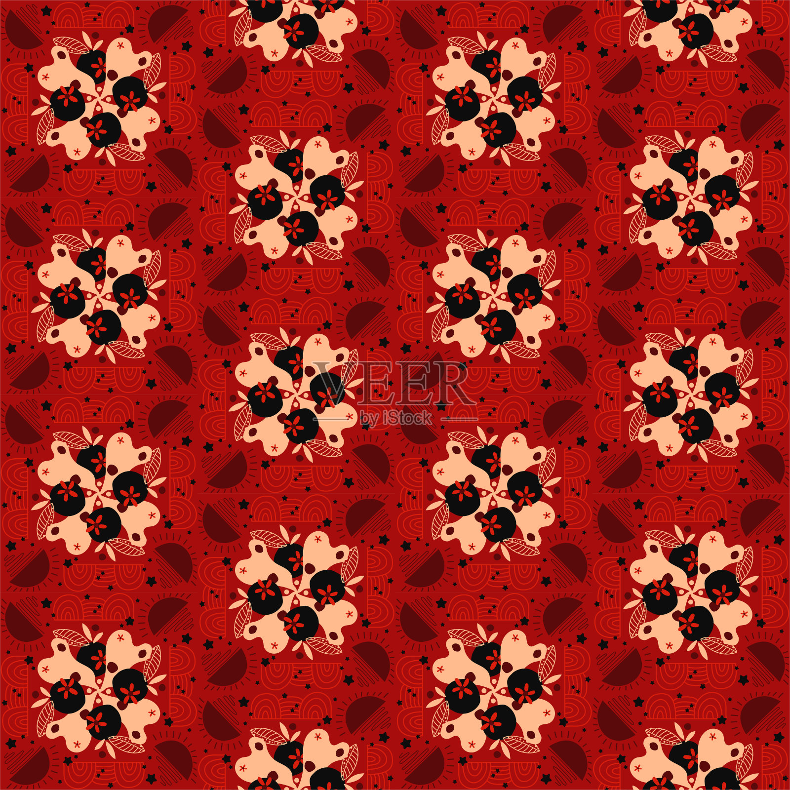 自然无缝图案花园花卉背景锦缎植物土著装饰艺术插画图片素材