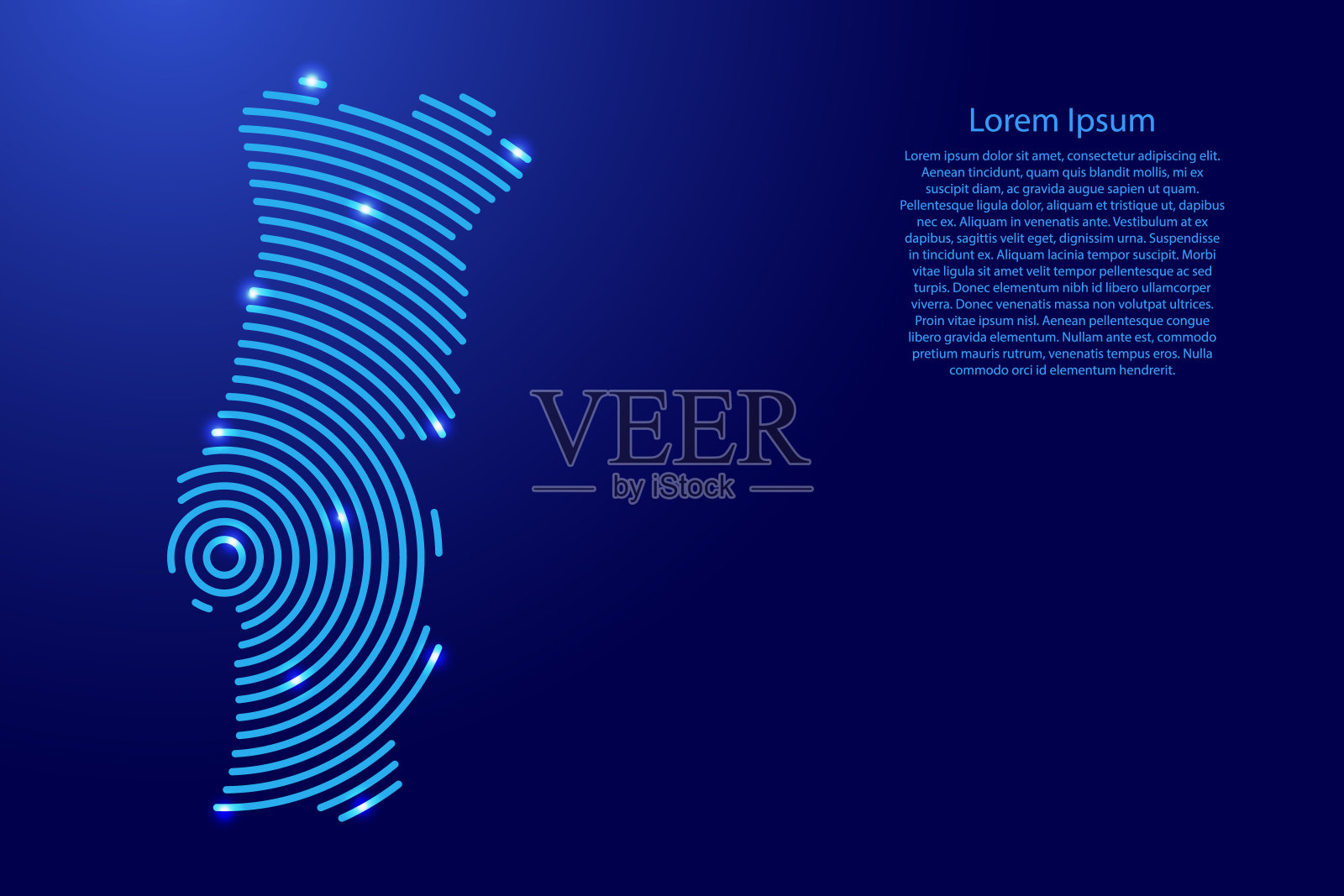 葡萄牙地图从未来的同心圆蓝色和发光的星星横幅,海报,贺卡插画图片素材