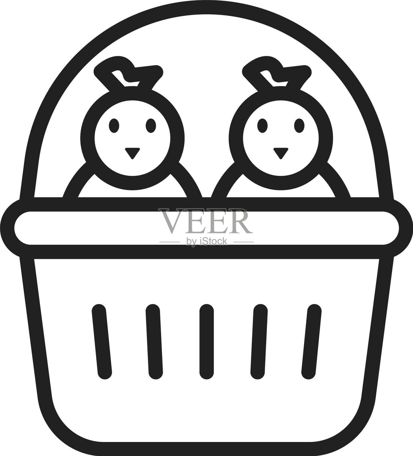 小鸡在篮子图标图像插画图片素材