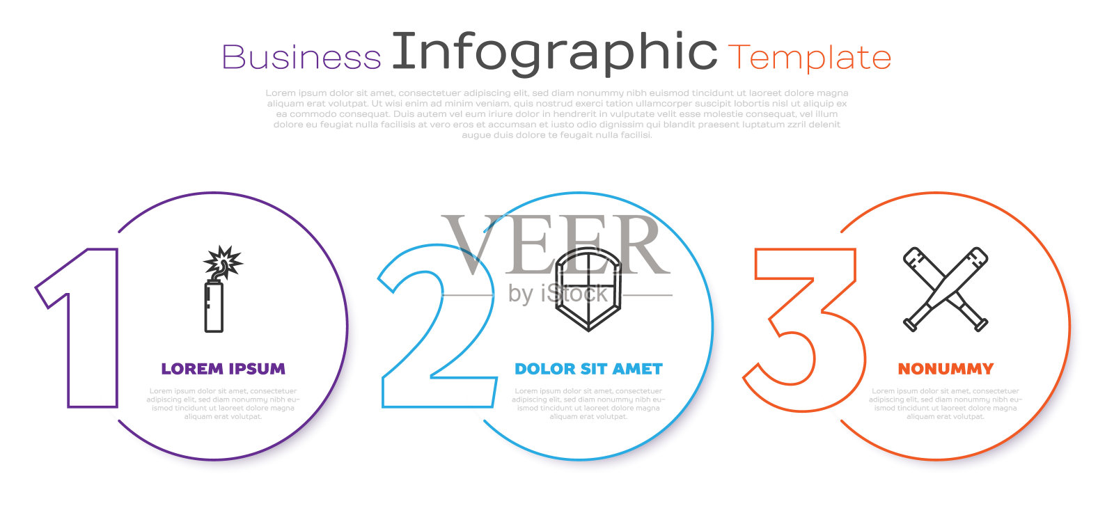 设置线炸药炸弹棍棒时钟,盾牌和交叉棒球棒。业务信息图表模板。向量设计模板素材